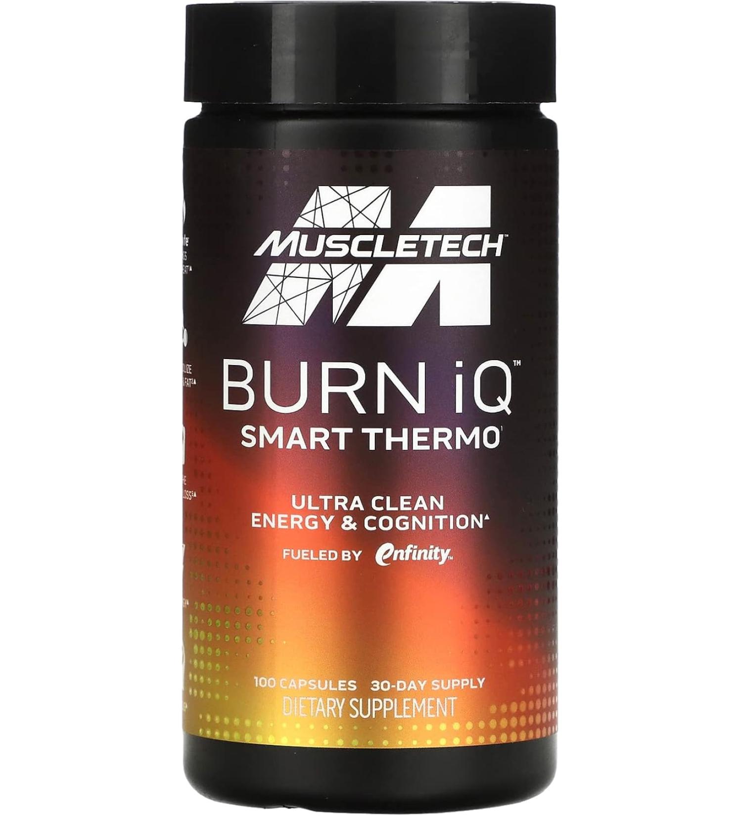 MuscleTech Burn iQ Smart Thermo Supplement Fueled with Paraxanthine Enhanced Energy & Cognition for Men and Women 100 Capsules - Buy Online on GoSupps.com