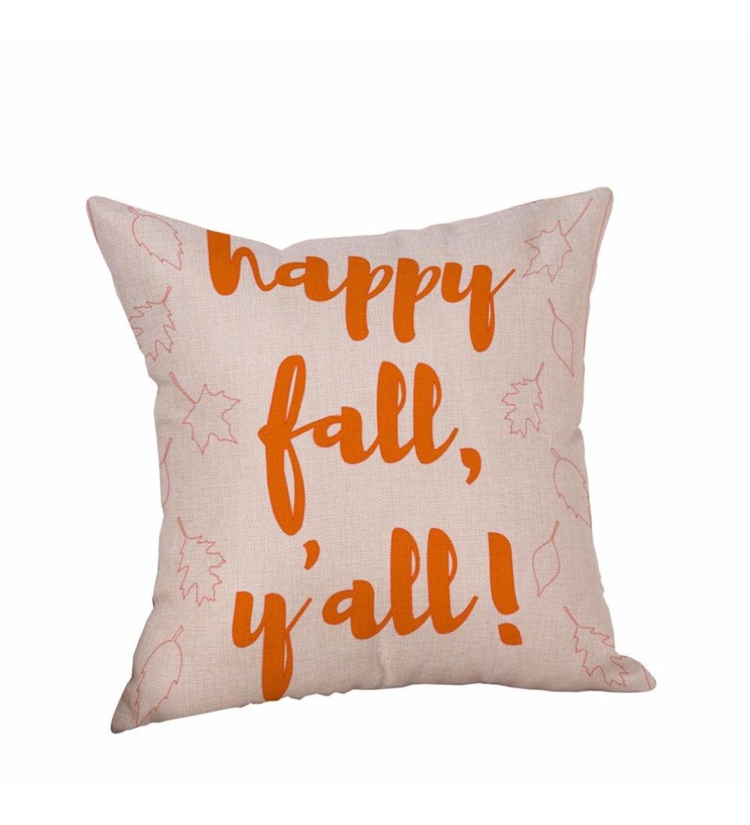 Howstar Fall Pillowcase Home Sofa Decorative Linen Square Pillow Cover 18 x 18 (L)
