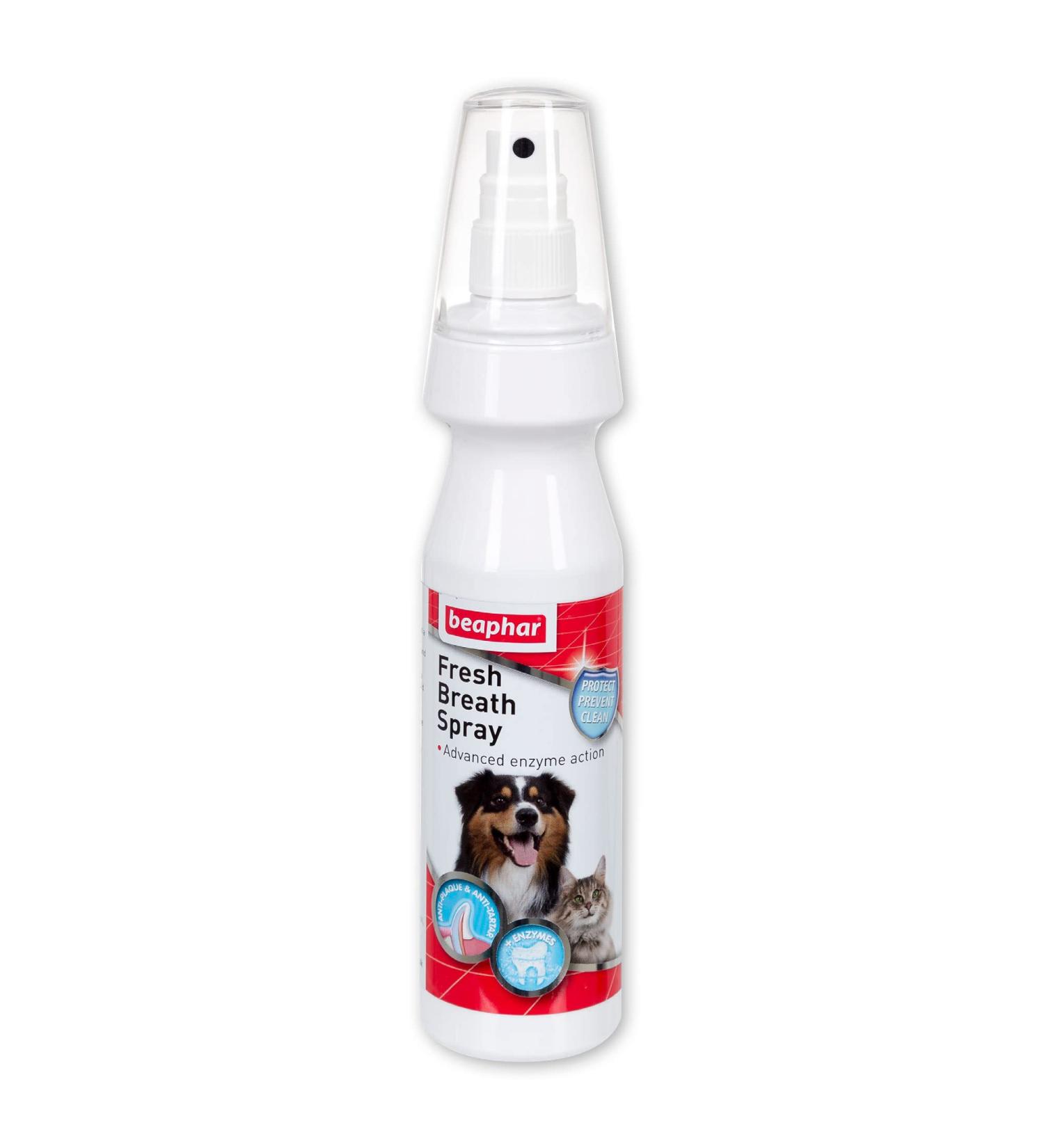 Beaphar Fresh Breath Anti-Plaque Spray | 150ml for Dogs & Cats | Dental Care to Combat Bad Breath & Tartar - Buy Online on GoSupps.com