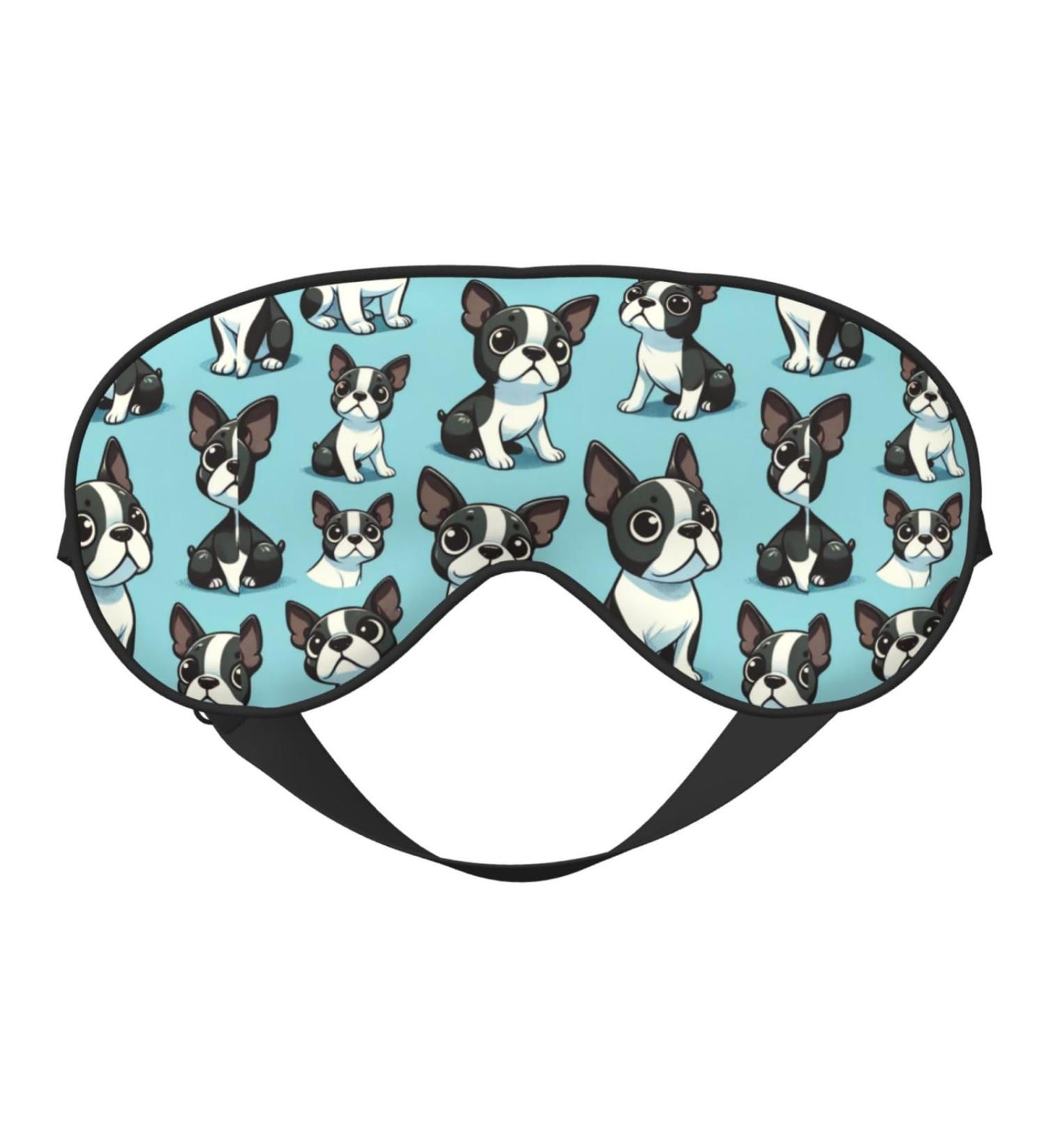 Buy Cute Boston Terrier Double-Sided Eye Mask | Unisex Sleep Shade Cover for Travel & Relaxation - Buy Online on GoSupps.com