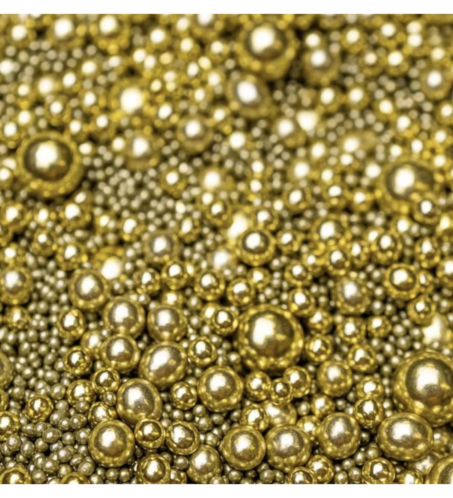 Metallic/Shimmer Balls Edible Cupcake Cake Topper Sprinkles (35g Pouch) (Metallic Gold)