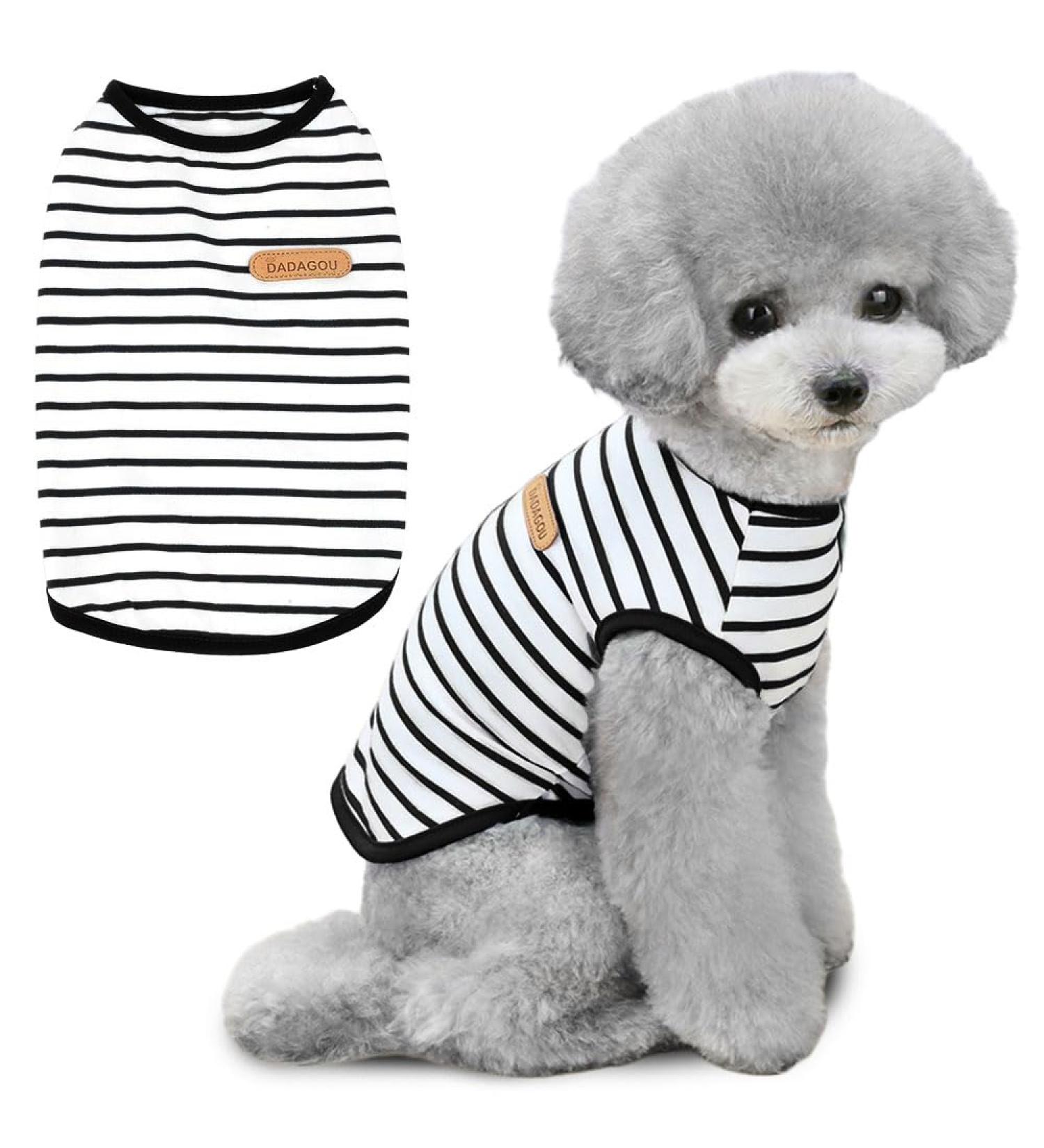 Voarge XL Black Dog T-Shirt - Soft Cotton Summer Tank Top for Small to Medium Dogs & Cats - Stylish Pet Clothing with Dog Stripes - Buy Online on GoSupps.com