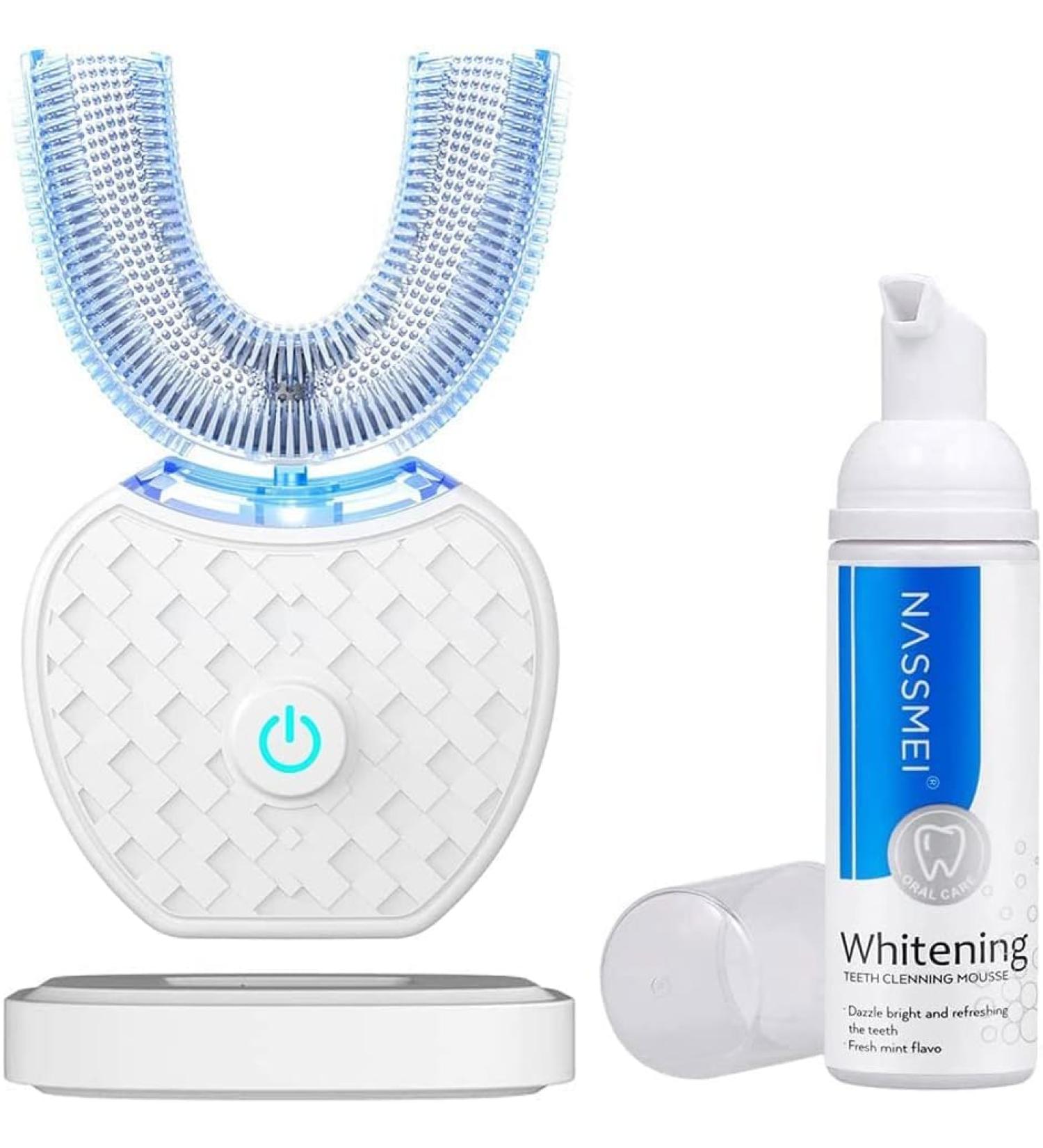 Ultrasonic Toothbrush Automatic Toothbrush 360 Auto Sonic Toothbrush Teeth whitening Brush with Timer & Wireless Charging 360 Ultrasonic Electric Toothbrush for Adult (White) - Buy Online on GoSupps.com