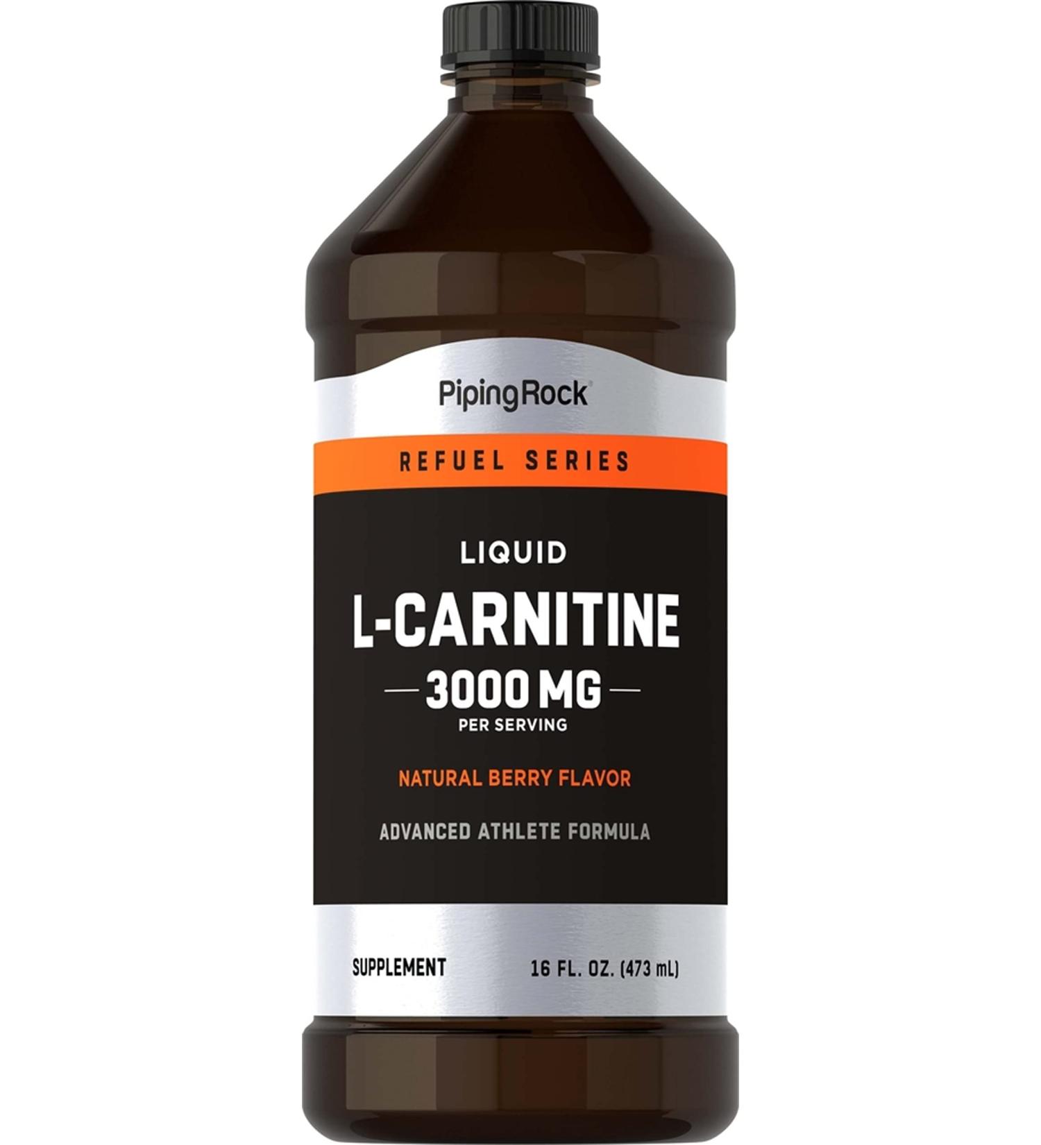 Piping Rock L-Carnitine Liquid | 3000mg | Berry Flavor | Advanced Athlete Formula | Refuel Series Supplement | Non GMO Gluten Free