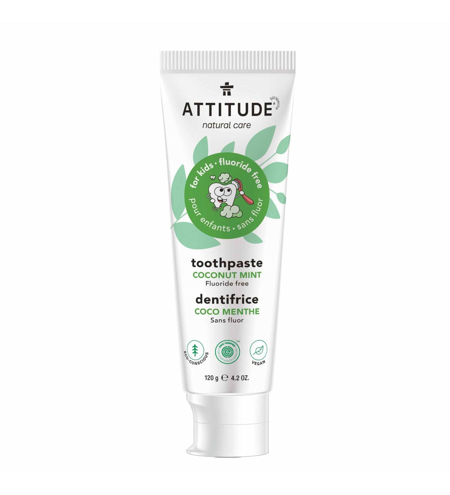 ATTITUDE Fluoride-Free Vegan Toothpaste 4.2 Oz - Coconut Mint, Plant-Based, Cruelty-Free - Buy Online on GoSupps.com