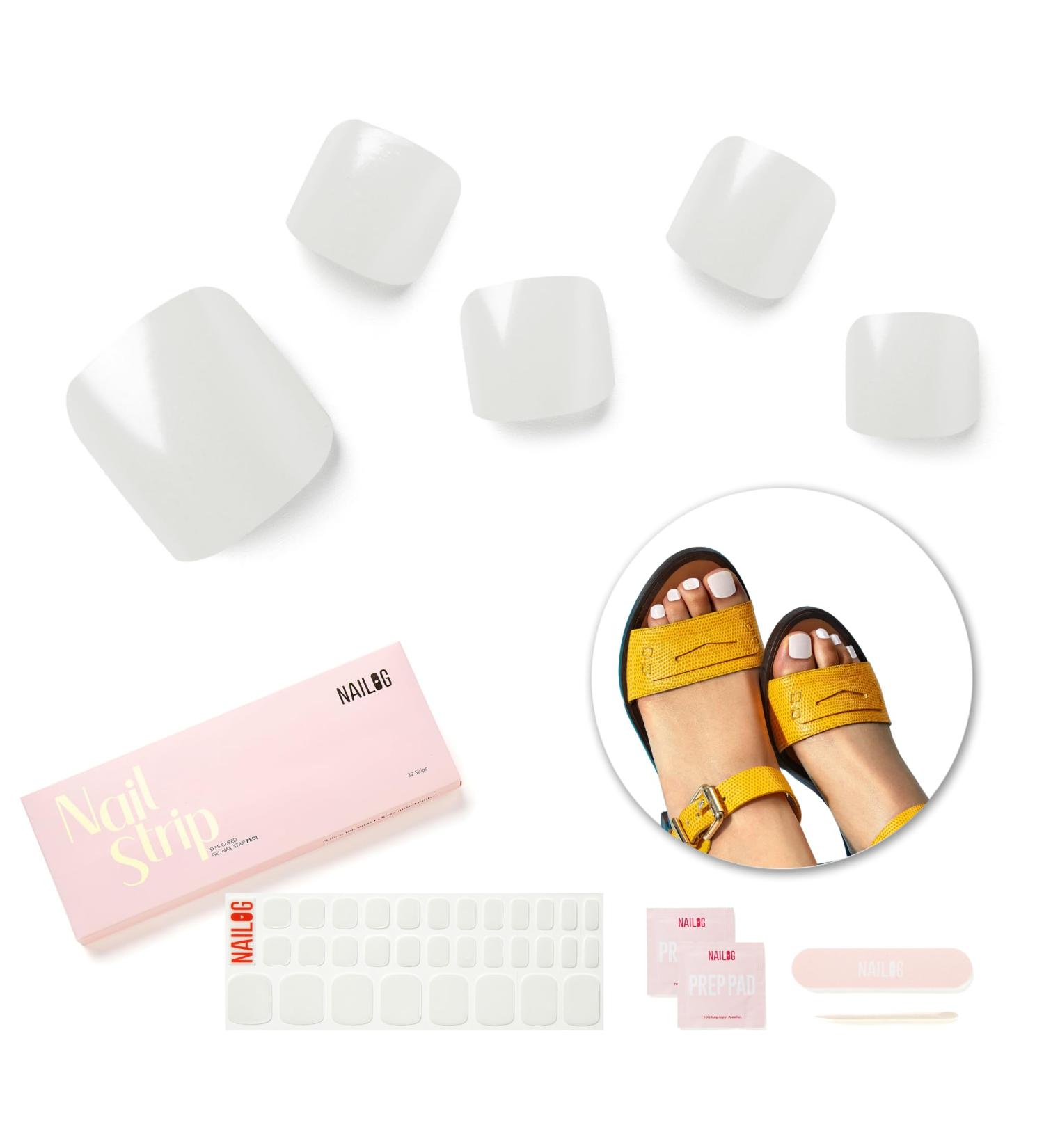 Self-Adhesive Pearl White Nail Film - 32 UV Hardening Gel Nail Wraps | Perfect Gift for Women & Girls - Buy Online on GoSupps.com