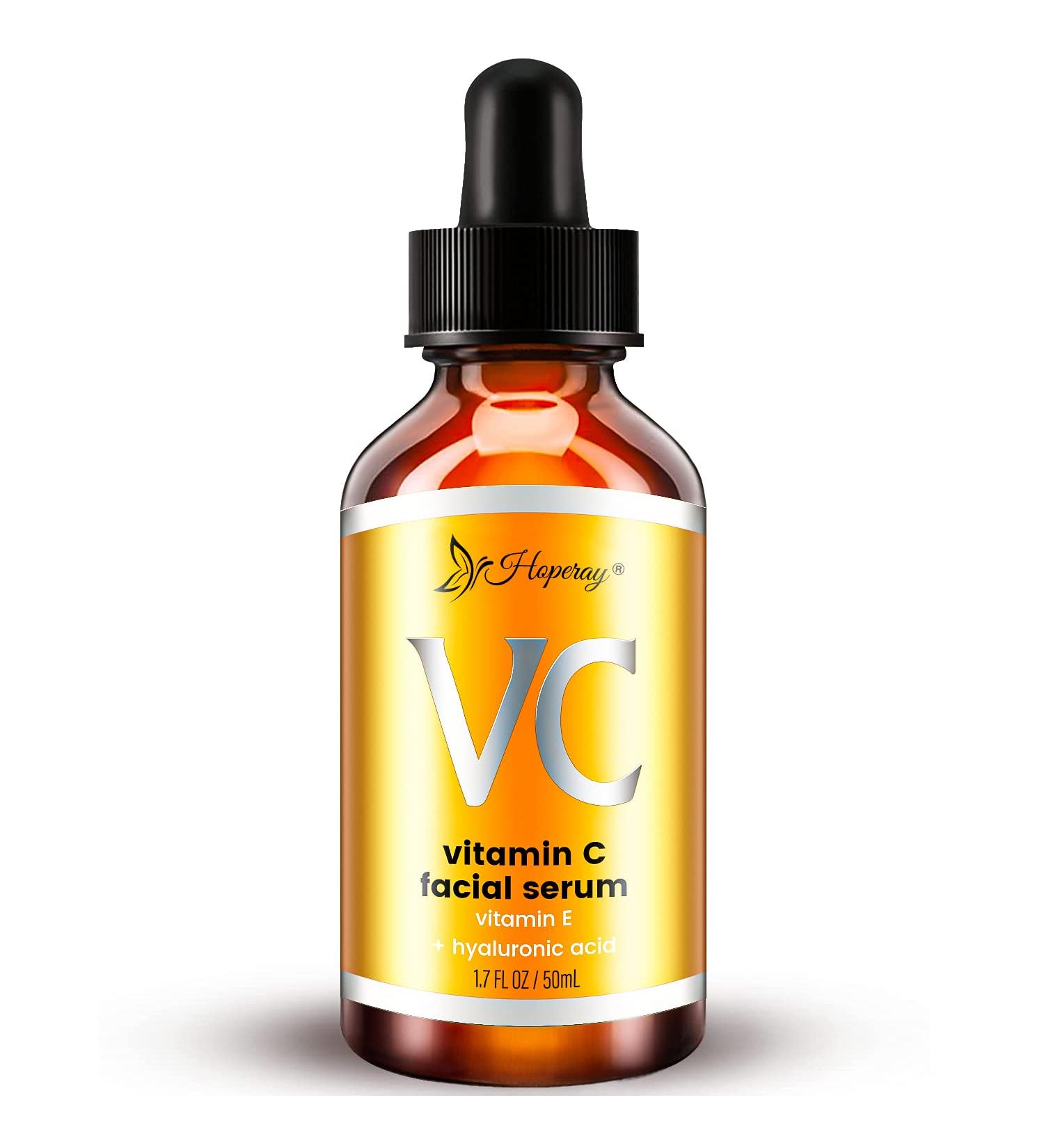 Natural Anti-Aging Facial Serum with Vitamin C, Hyaluronic Acid, and Vitamin E - 1.7 FL OZ/50ml - Buy Online on GoSupps.com