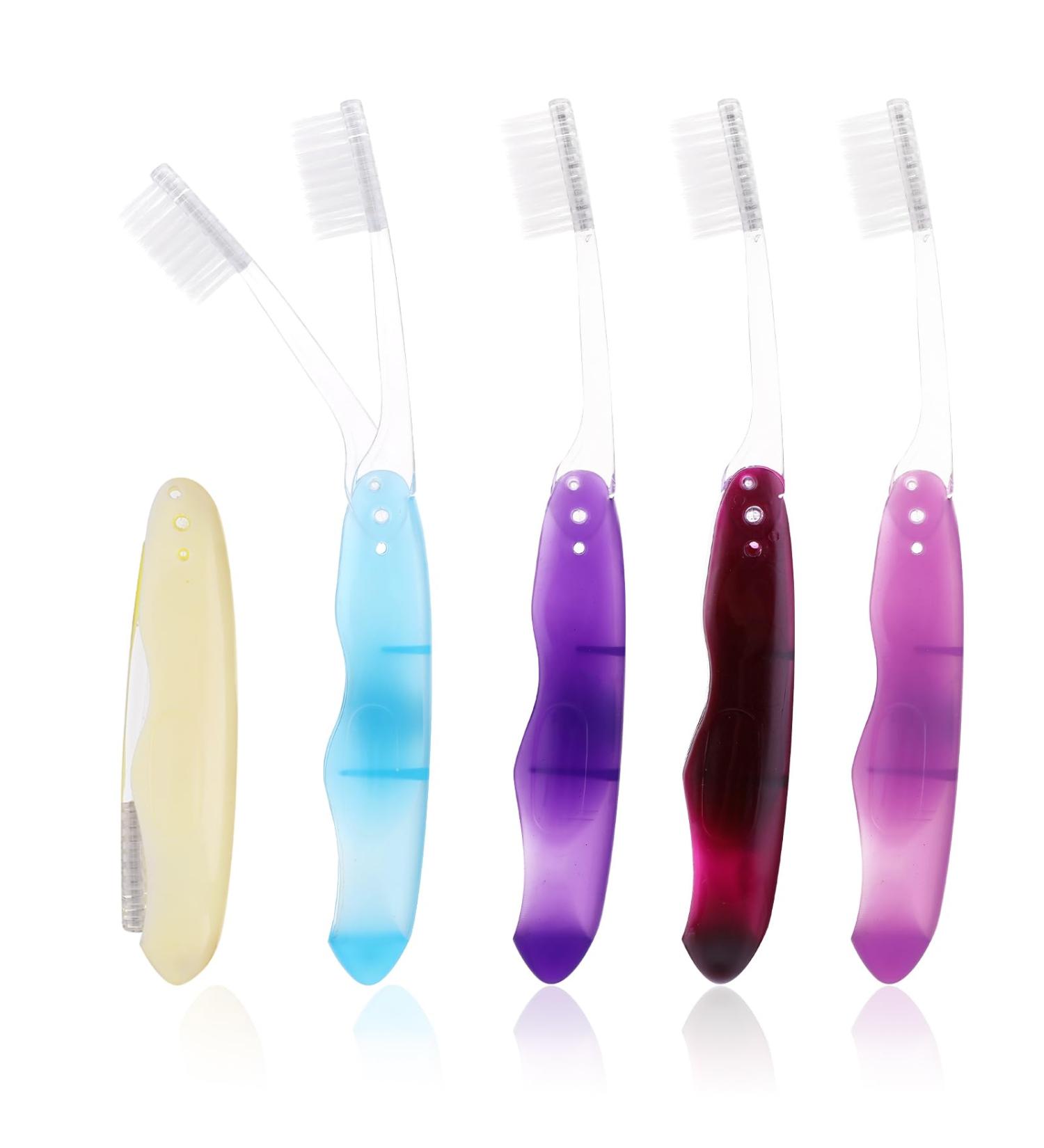 Ouligay 5-Piece Foldable Travel Toothbrush Set | Soft Bristle Portable Toothbrushes for Camping & Hiking - Buy Online on GoSupps.com