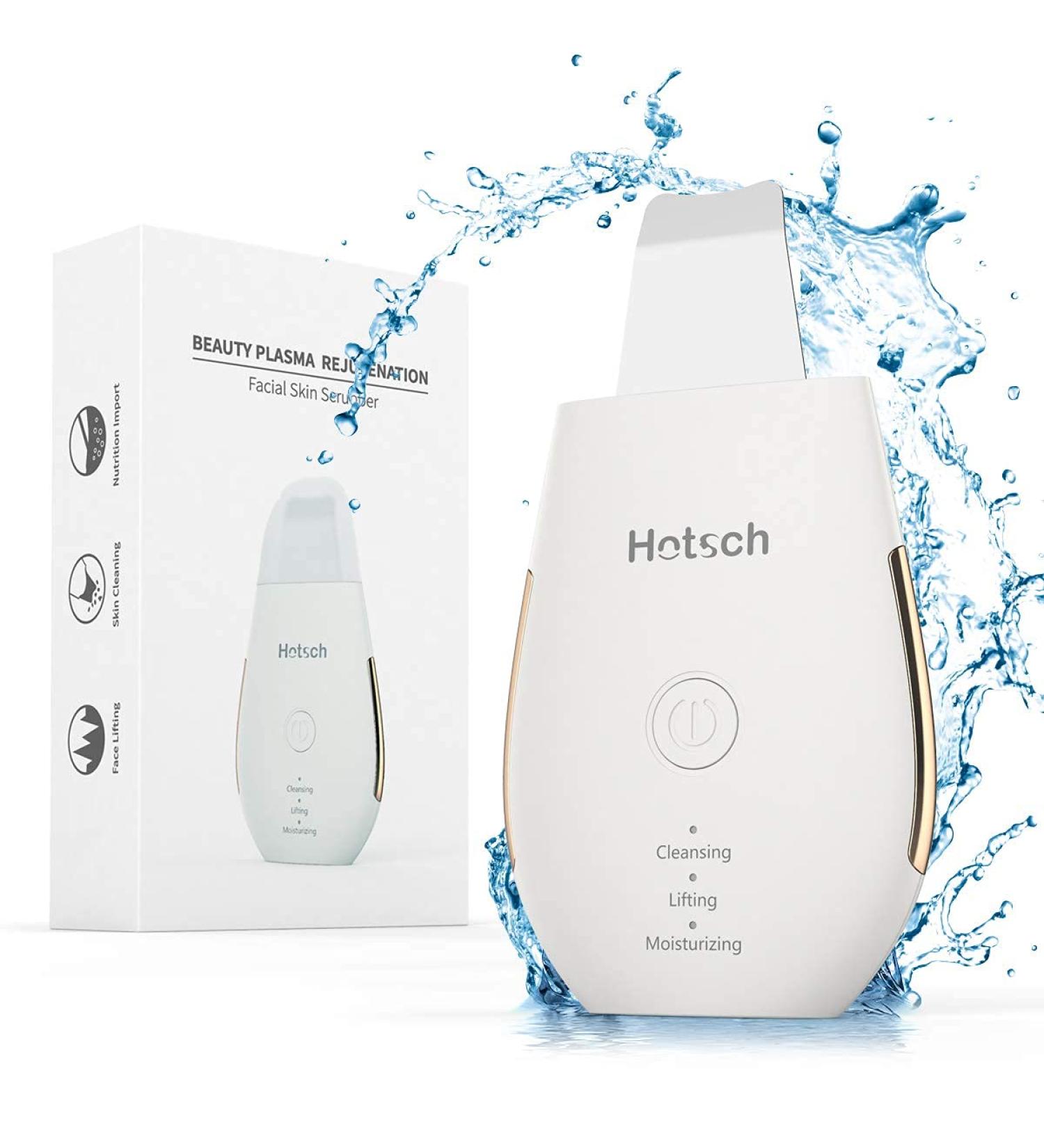 Hotsch Skin Scrubber Face Spatula - Ultrasonic Blackhead Remover and Pore Cleaner with 3 Modes - Rechargeable Facial Cleansing Tool - Buy Online on GoSupps.com