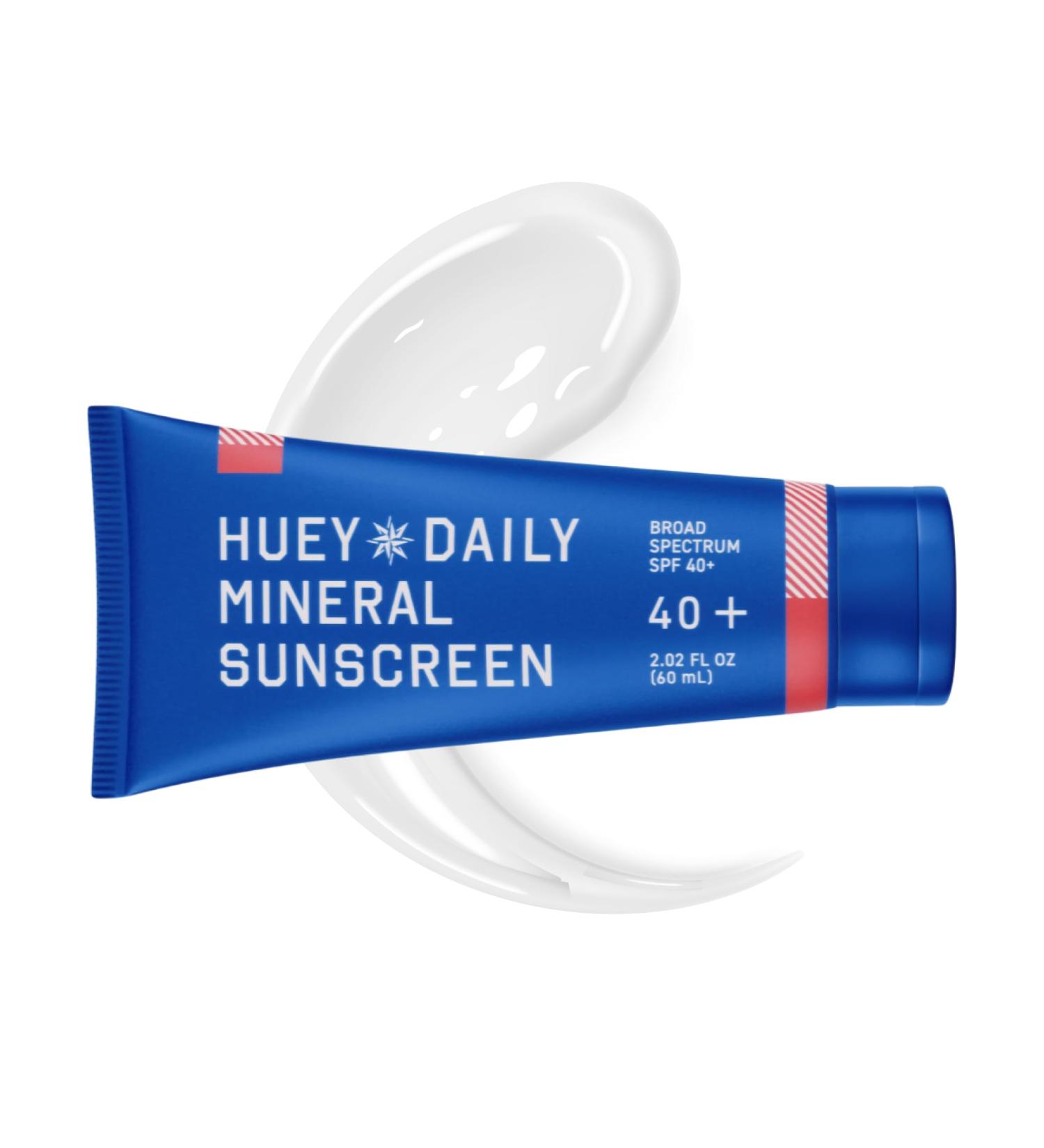 HUEY Daily Mineral Face Sunscreen SPF 40 - Moisturizer for All Skin Tones Zinc Oxide Travel Size Unscented Sensitive Skin Protection - Buy Online on GoSupps.com