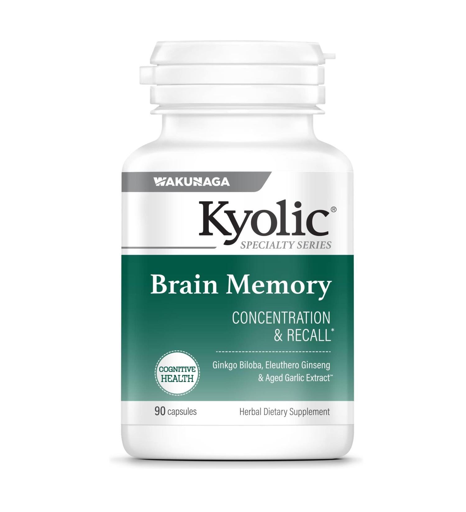 Kyolic Specialty Series Brain Memory for Concentration & Recall* 90 Capsules 90 Count (Pack of 1) Brain Memory - Buy Online on GoSupps.com