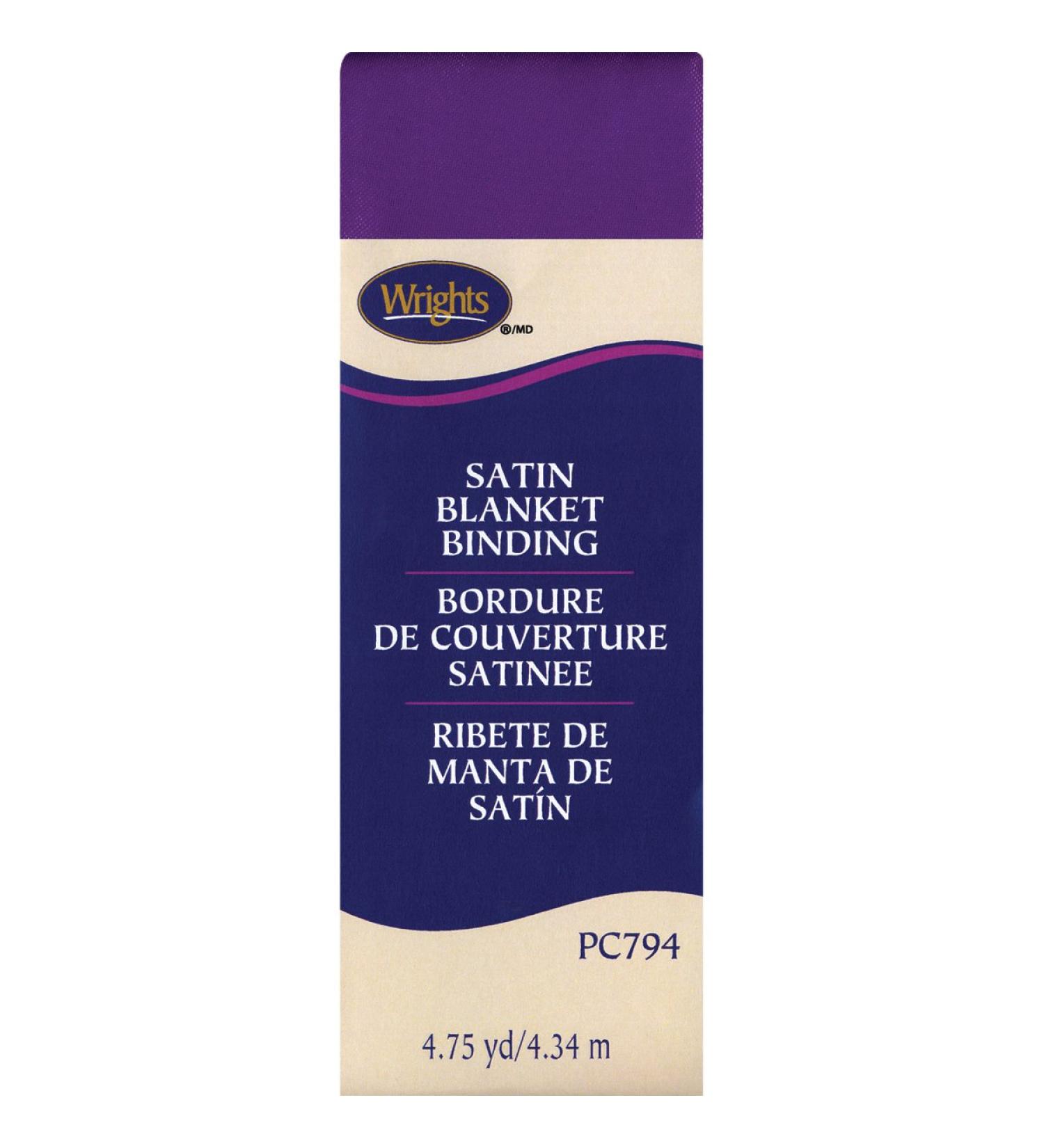 Wrights 117-794-064 Single Fold Satin Blanket Binding  2 by 4-3/4-Yard  Purple