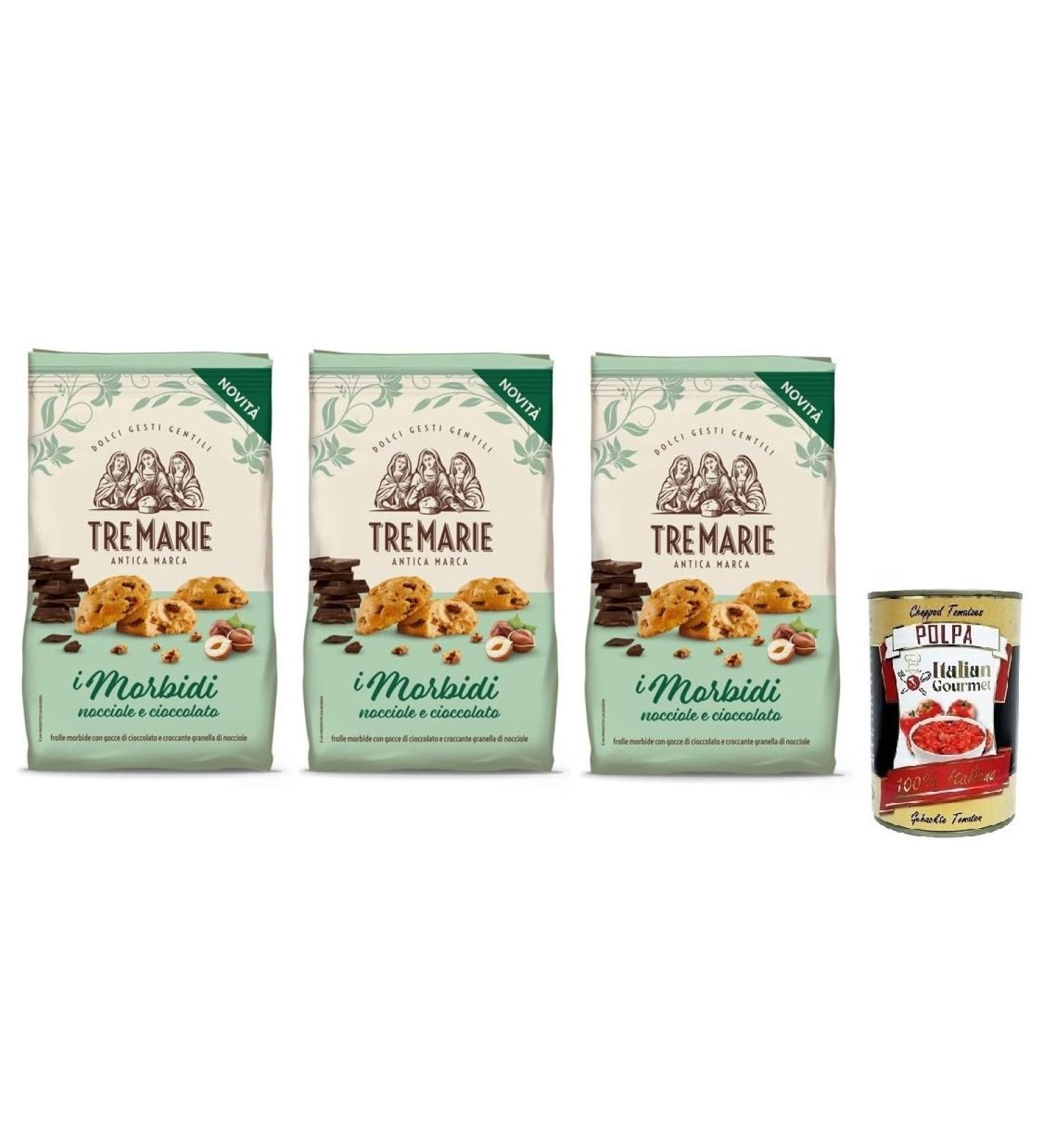  Italian Gourmet E.R. Tre Marie Biscotti i Morbidi Nocciole e Cioccolato Set of 3 Biscuits with Chocolate Drops and Crunchy Hazelnut Grains 300 g + Gourmet Polpa di Pomodoro Italian Box 400 g - Buy Online on GoSupps.com
