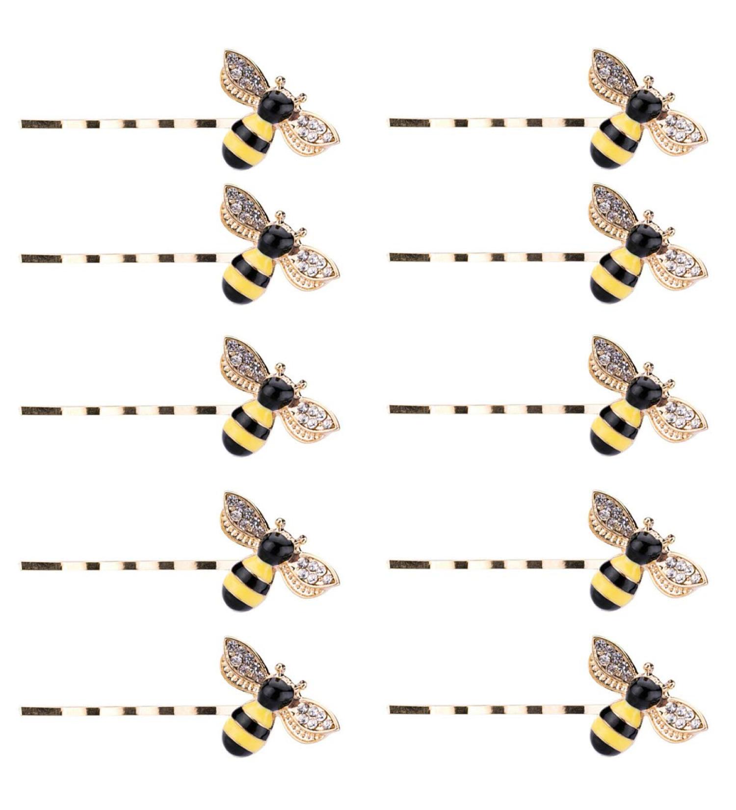 Vpang 10 Pcs Metal Honeybee Hairpins - Rhinestone Bee Hair Clips Barrette Bobby Pin Hair Accessories for Women Girls (Yellow) - Buy Online on GoSupps.com