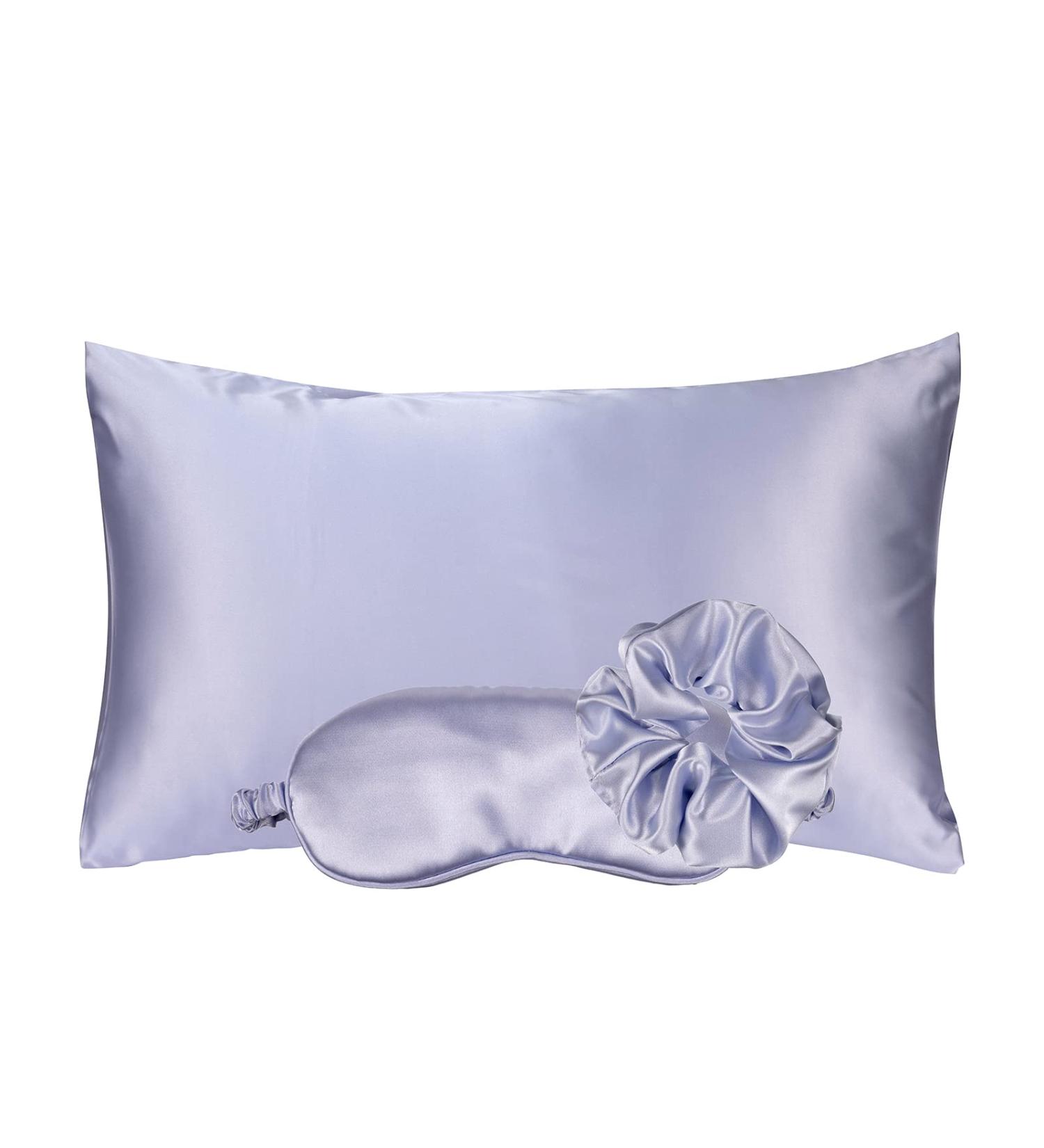 KISMETICS Vegan Silk Sleep Set: Pillowcase, Scrunchie & Eye Mask - Purple | Satin Night Routine Kit for Hair and Skin - Buy Online on GoSupps.com