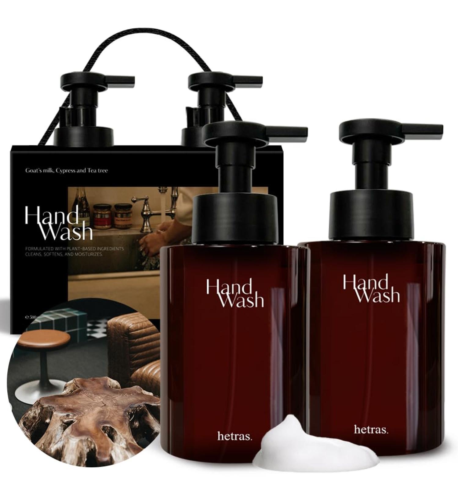 hetras. Perfume Bubble Hand Wash with Pump Dispenser 17.4 fl oz x 2 Pack | Hotel Wood - Luxurious Forest Scent | Hydrates & Cleanses Skin | Gentle & Mild Ingredients - Buy Online on GoSupps.com
