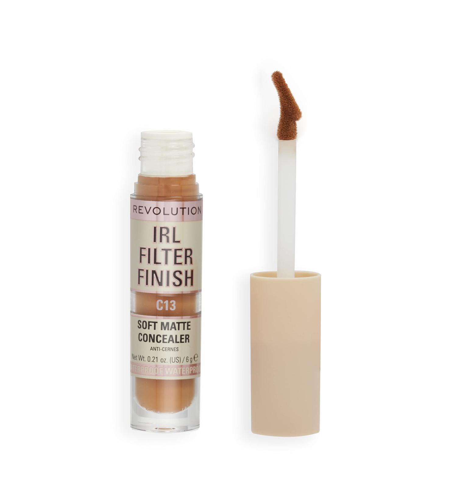 Makeup Revolution IRL Filter Finish Concealer C13 Dark Skin Tones 6g - Full Coverage Matte Finish | Pack of 1 - Buy Online on GoSupps.com