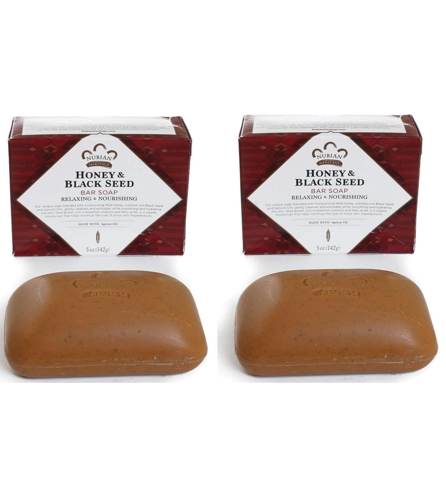 Nubian Heritage Honey and Black Seed Soap Bar 5oz (2 Pack) - Natural Ingredients for Nourished Skin - Buy Online on GoSupps.com