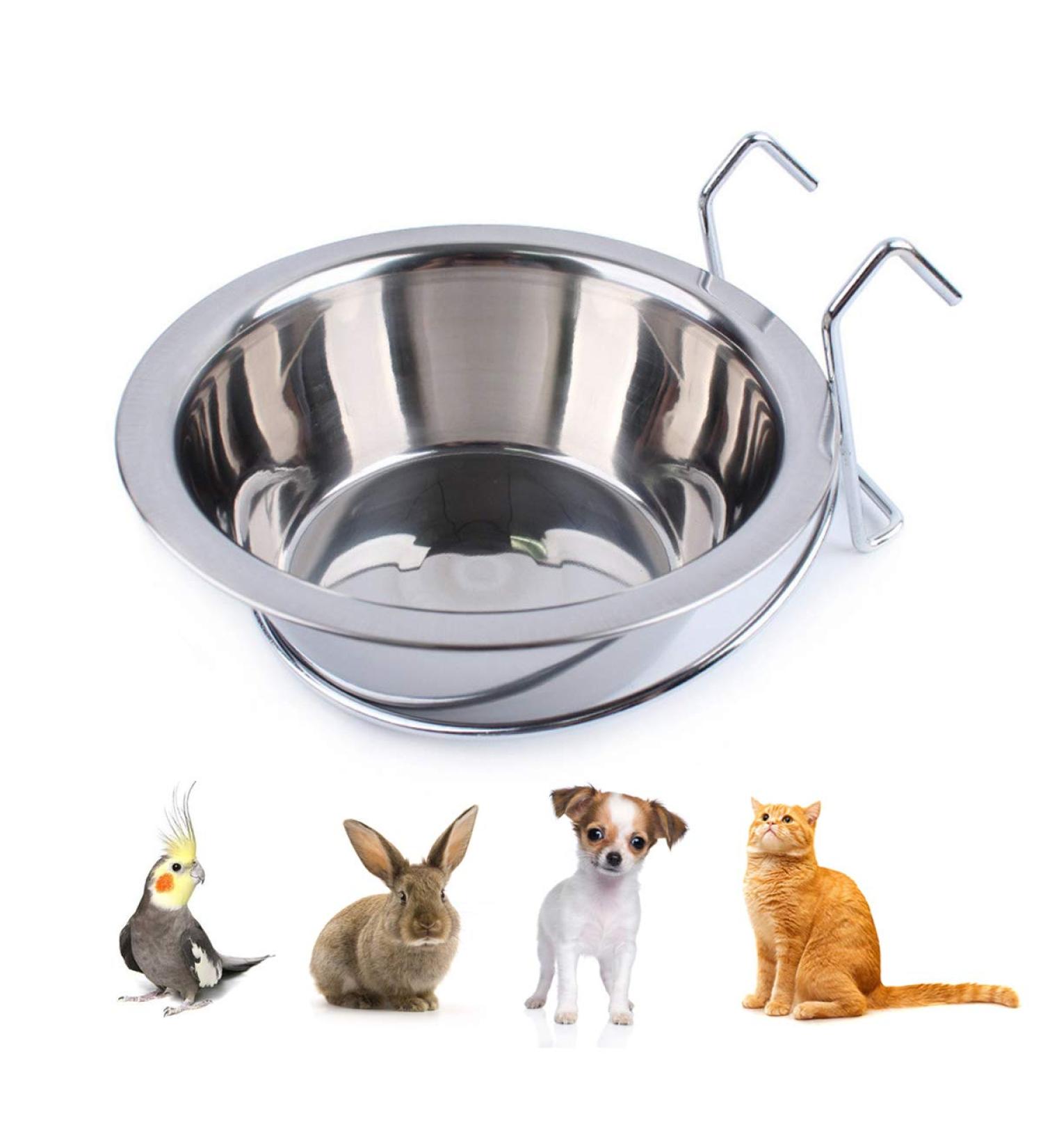 Wontee Stainless Steel Hanging Pet Bowl for Birds, Parrots, Small Dogs & Cats - Cage Feeder for Food & Water - Buy Online on GoSupps.com