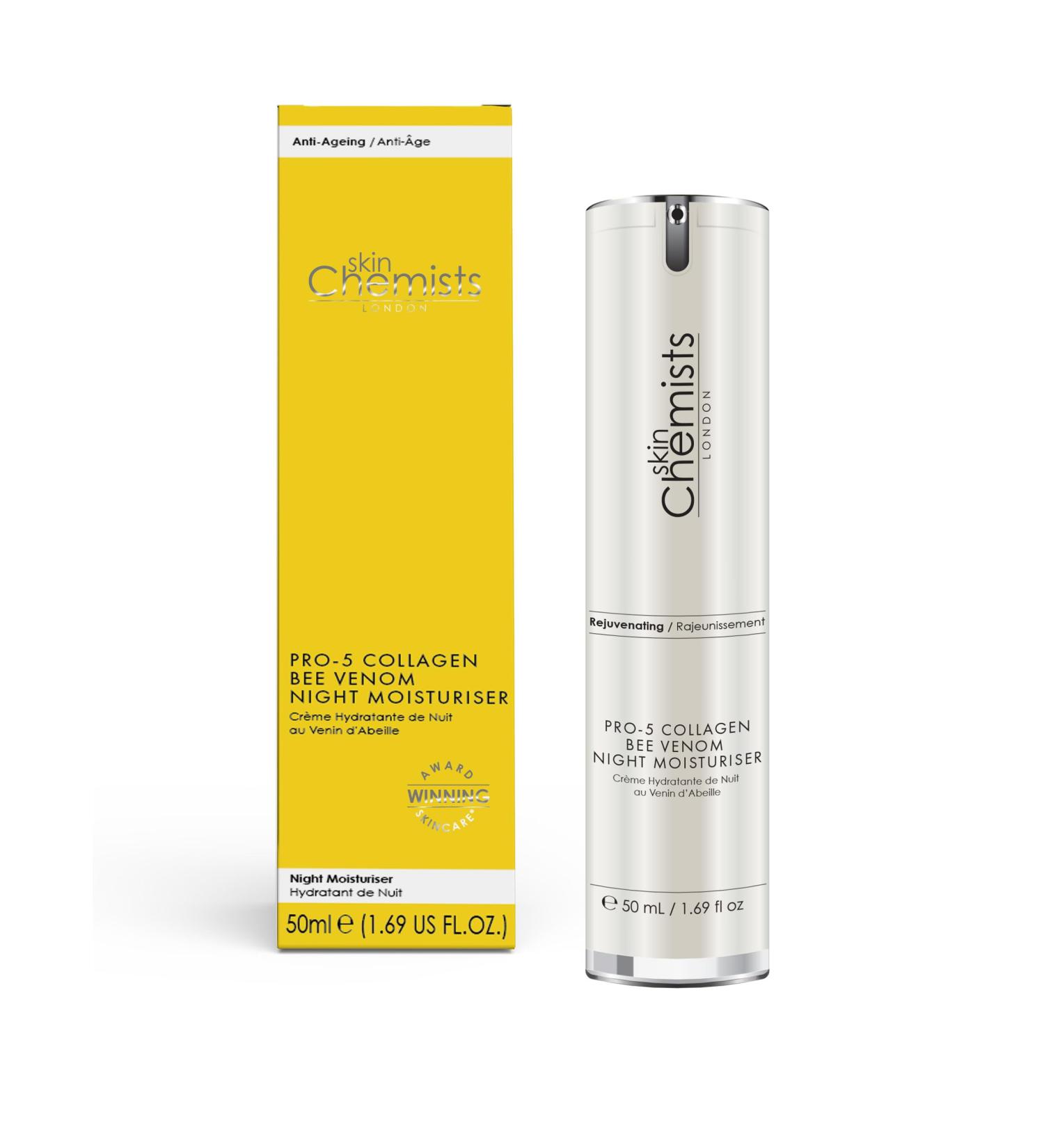skinChemists Pro-5 Collagen Bee Venom Night Moisturiser 50ml | Boost Collagen Firm Skin and Reduce Wrinkles for Youthful Radiance - Advanced Anti-Aging Formula - Buy Online on GoSupps.com