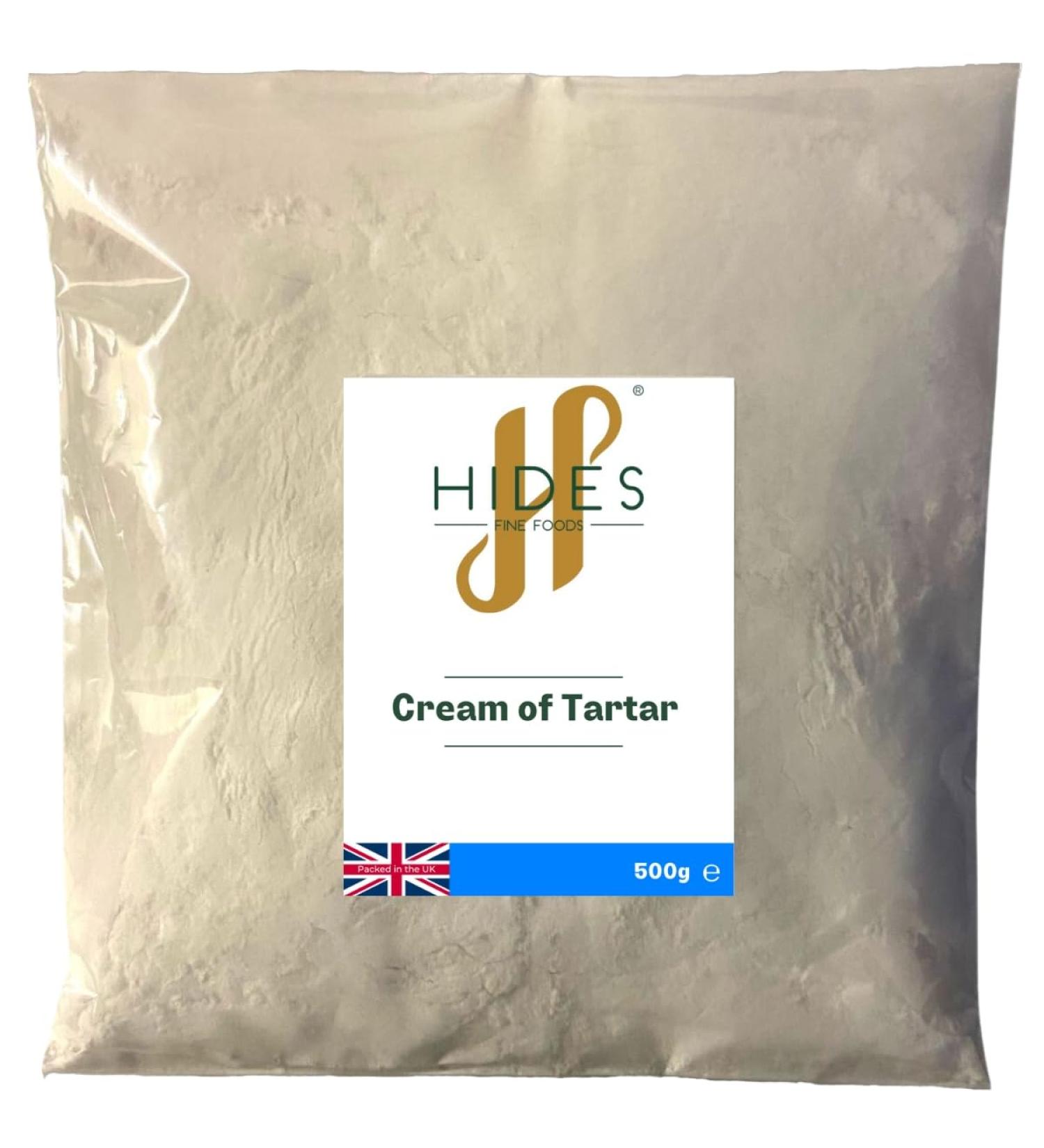 Hides Fine Foods - Cream of Tartar 500g - GMO Free - Suitable for Vegetarians - Raising Agent - Baking - Cakes - Meringues - Egg Whites - Sweet Making - Buy Online on GoSupps.com
