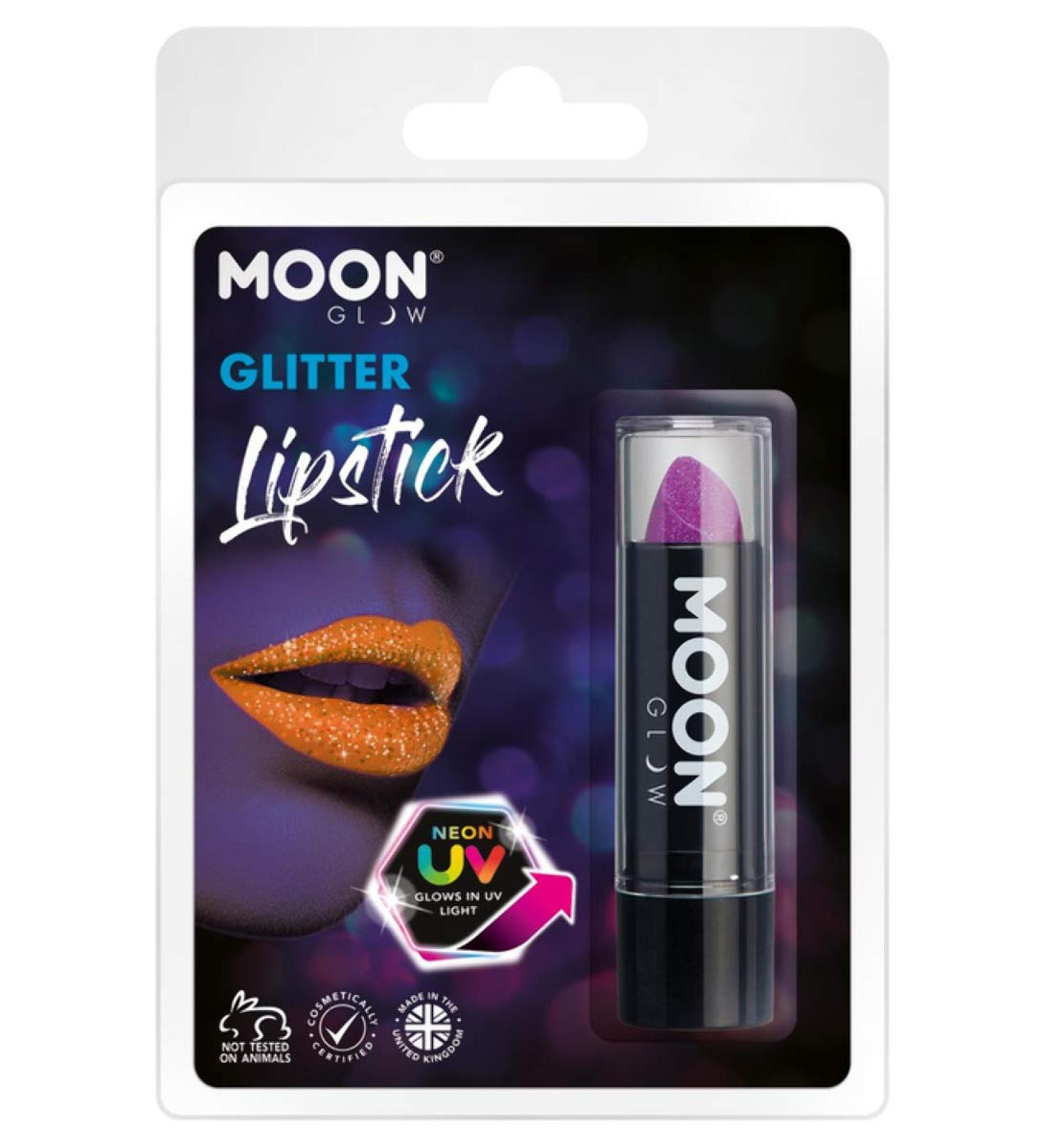 Smiffys Smiffys Moon Glow Neon UV Glitter Lipstick Purple
