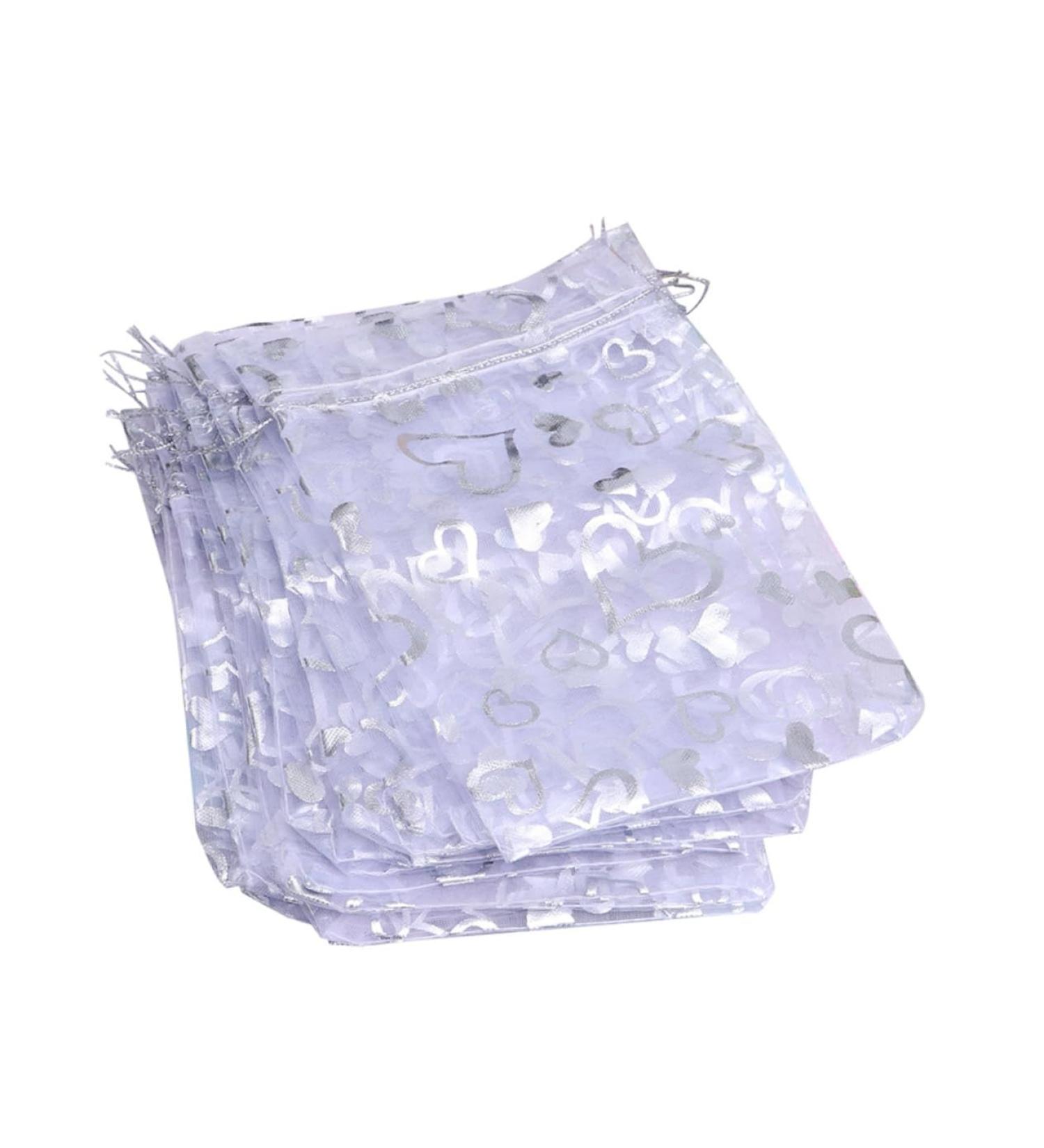 Anneome 100pcs Wedding Candy Pouch Mini Party Bags Packing Bag Bride Christmas Chocolate Candies 7X9cm Silver - Buy Online on GoSupps.com