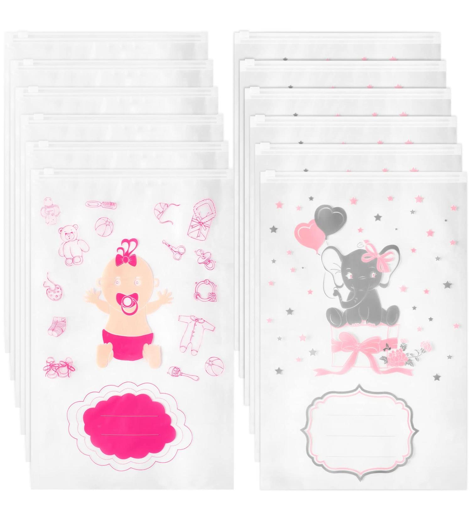 Pack of 12 Pink Newborn Hospital Bags - Transparent Closure Bags (38 x 25 cm) | Perfect Gifts for Newborns - International Shipping Available - Buy Online on GoSupps.com