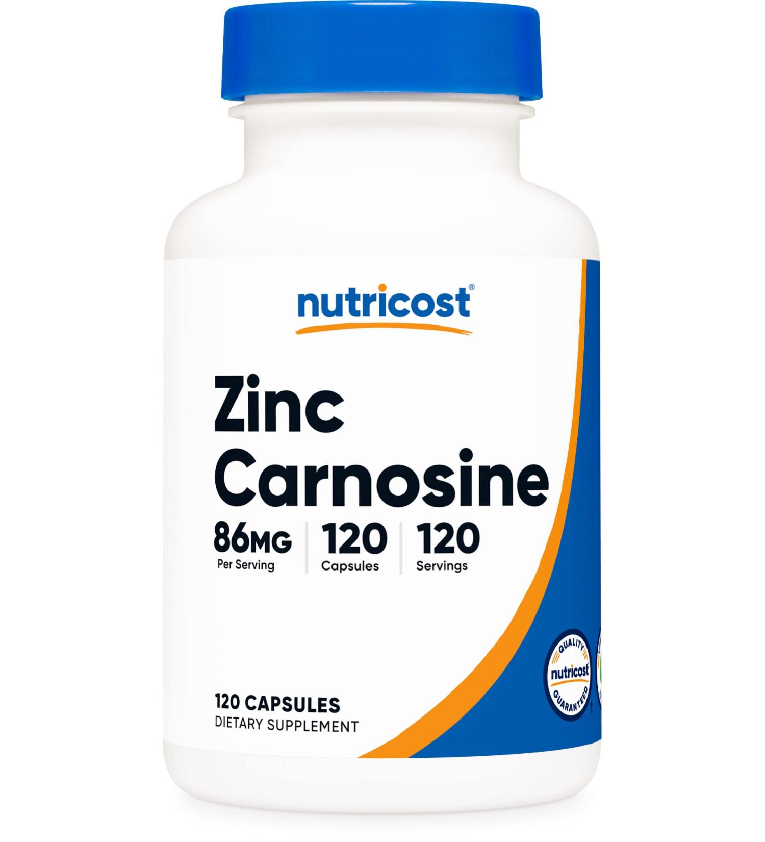 Nutricost Zinc Carnosine 86mg - 120 Capsules | Non-GMO & Gluten Free L-Carnosine Supplement - Buy Online on GoSupps.com
