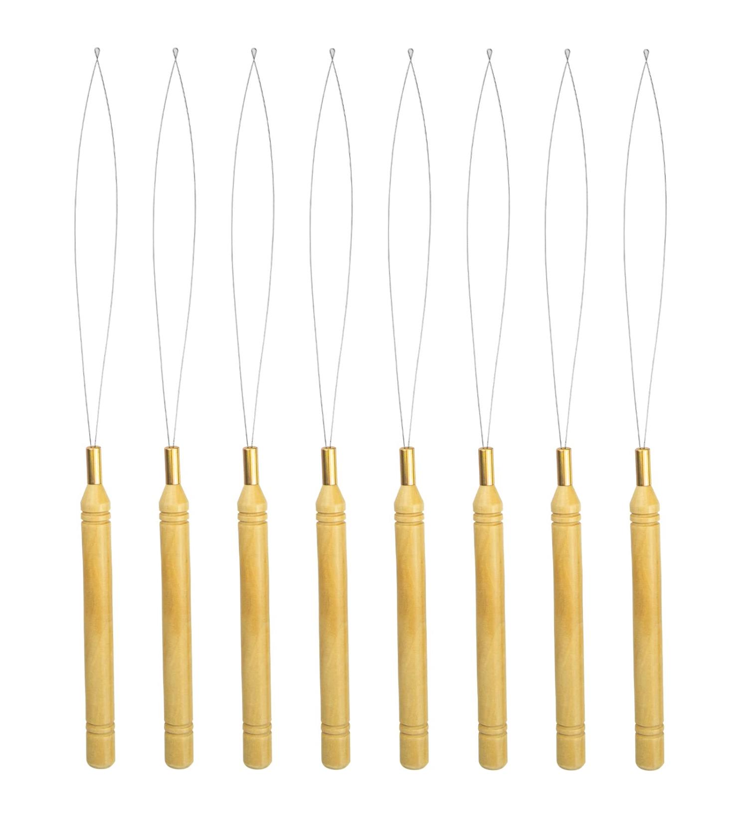 8 Pieces Hair Extension Loop Needle Wood Hair Extension Pulling Hook Tools for Micro Rings Nano beads Styling Accessories - Buy Online on GoSupps.com