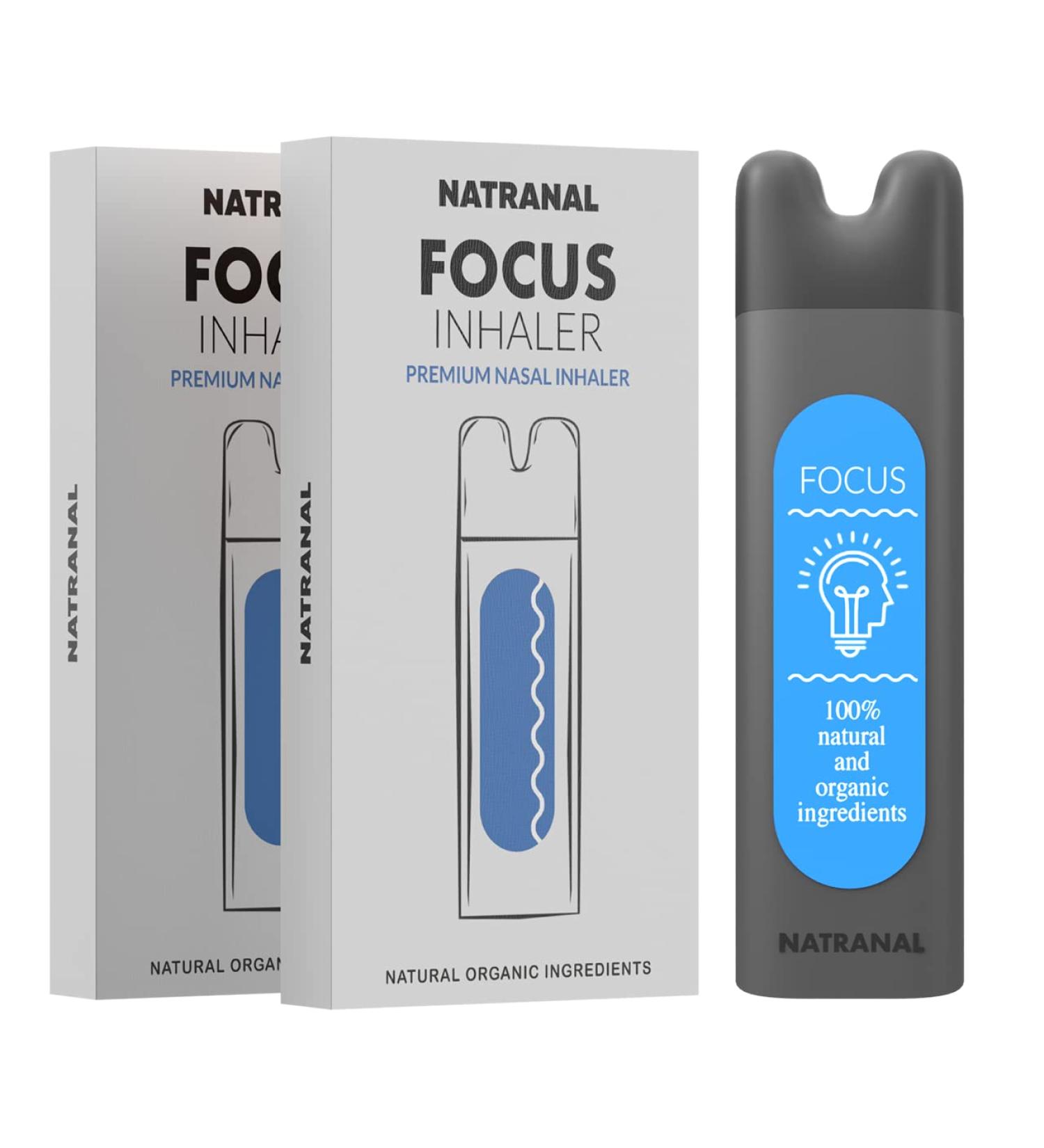Natranal Focus Organic Dual Nasal Inhaler - Focus Memory and Concentration Support - Aromatherapy Inhaler to Increase Focus and Mental Speed - Made in USA (2 Pack) Focus 1 Count (Pack of 2)