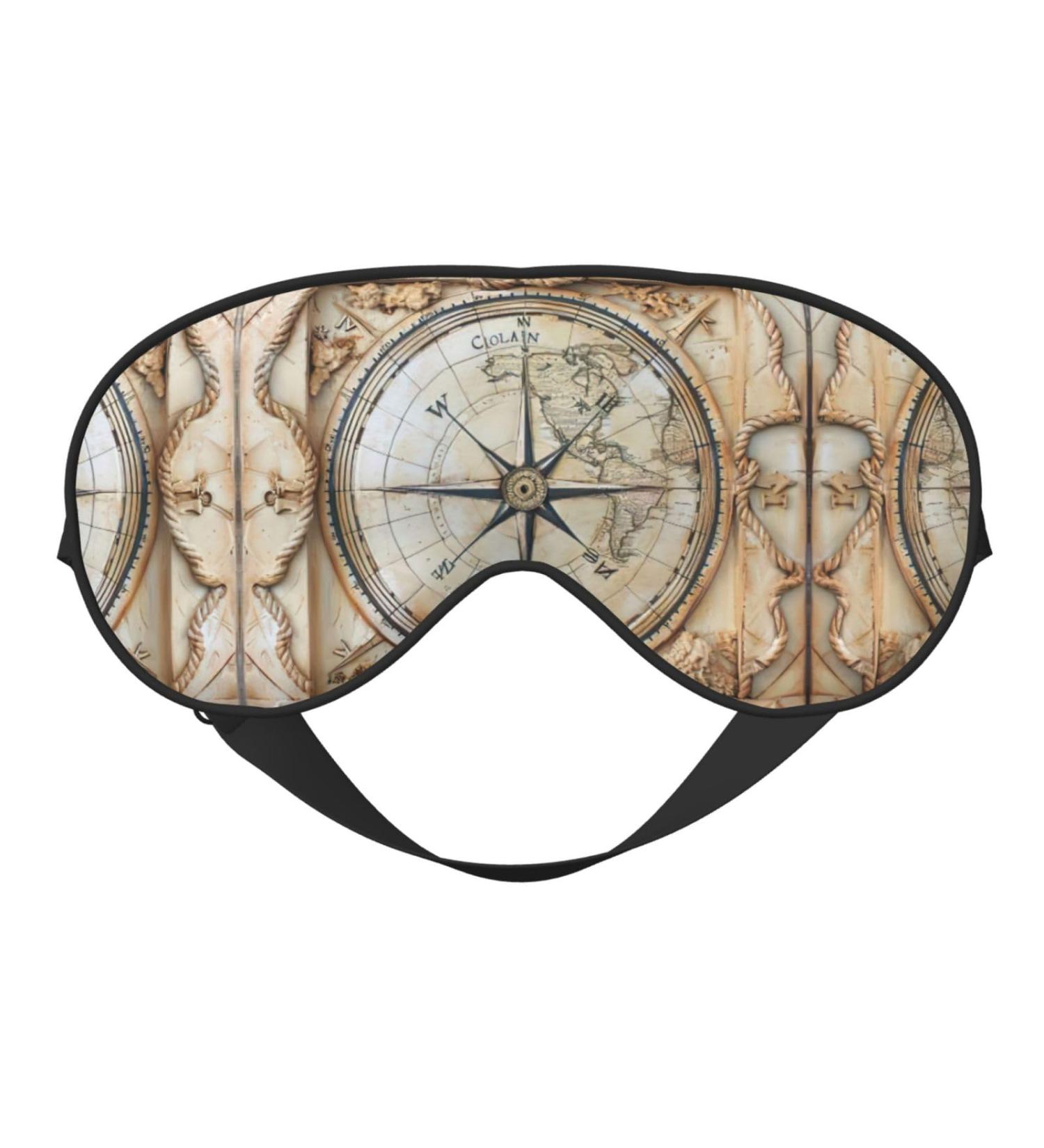 SSIMOO Compass Map Nautical Print Double-Sided Eye Mask - Soft Light Blocking Sleep Aid for Better Rest | International Shipping Available - Buy Online on GoSupps.com