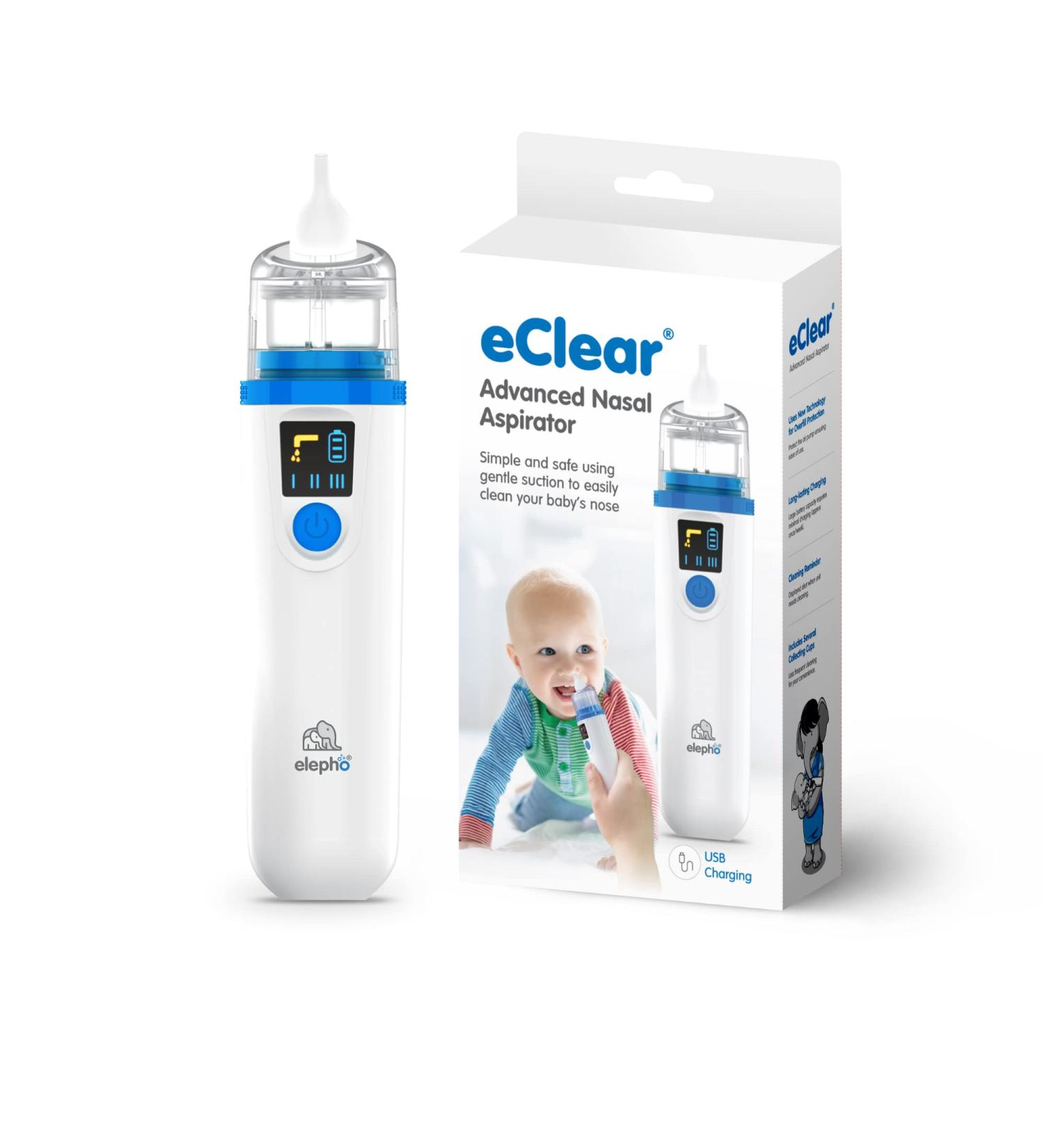 Elepho eClear Advanced Baby Nasal Aspirator | Overflow Protection | USB Rechargeable - Buy Online on GoSupps.com