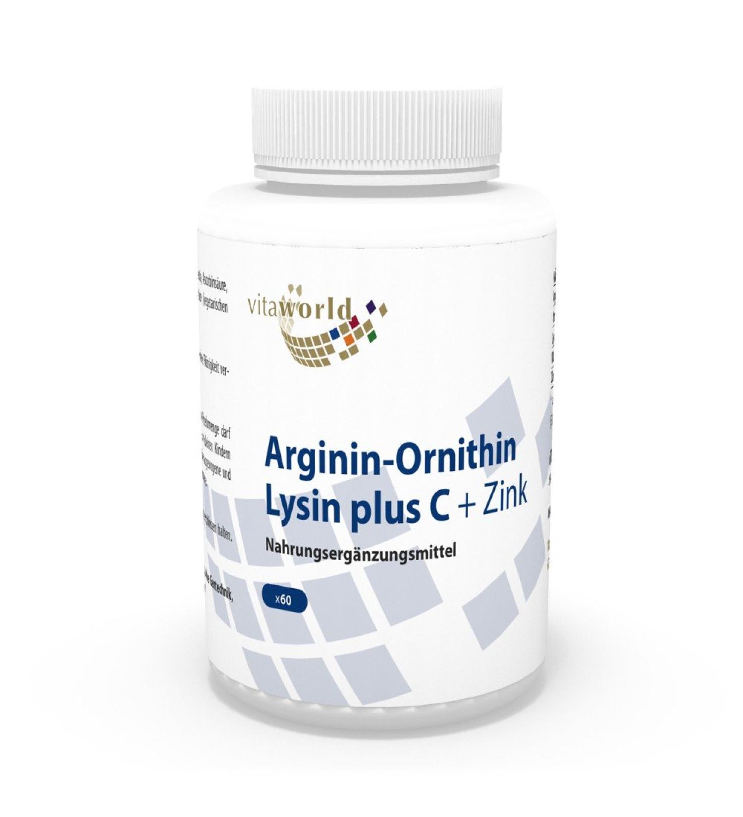 Vita World Arginine Ornithine Lysine + Zinc + Vitamin C 60 Capsules Made in Germany
