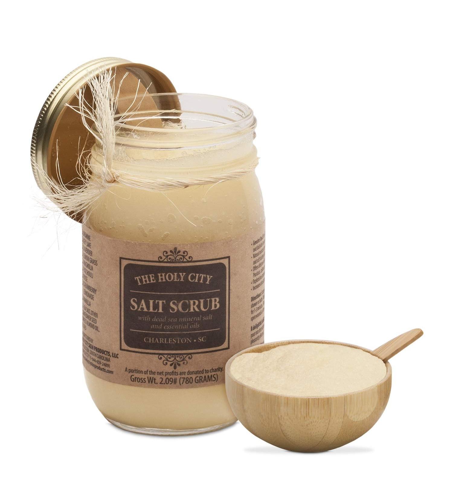 Exfoliating Body Scrub - Hydrating Dead Sea Salt Scrub for Hands & Body | 16 fl oz Eucalyptus Gift Set with Wooden Bowl - Buy Online on GoSupps.com