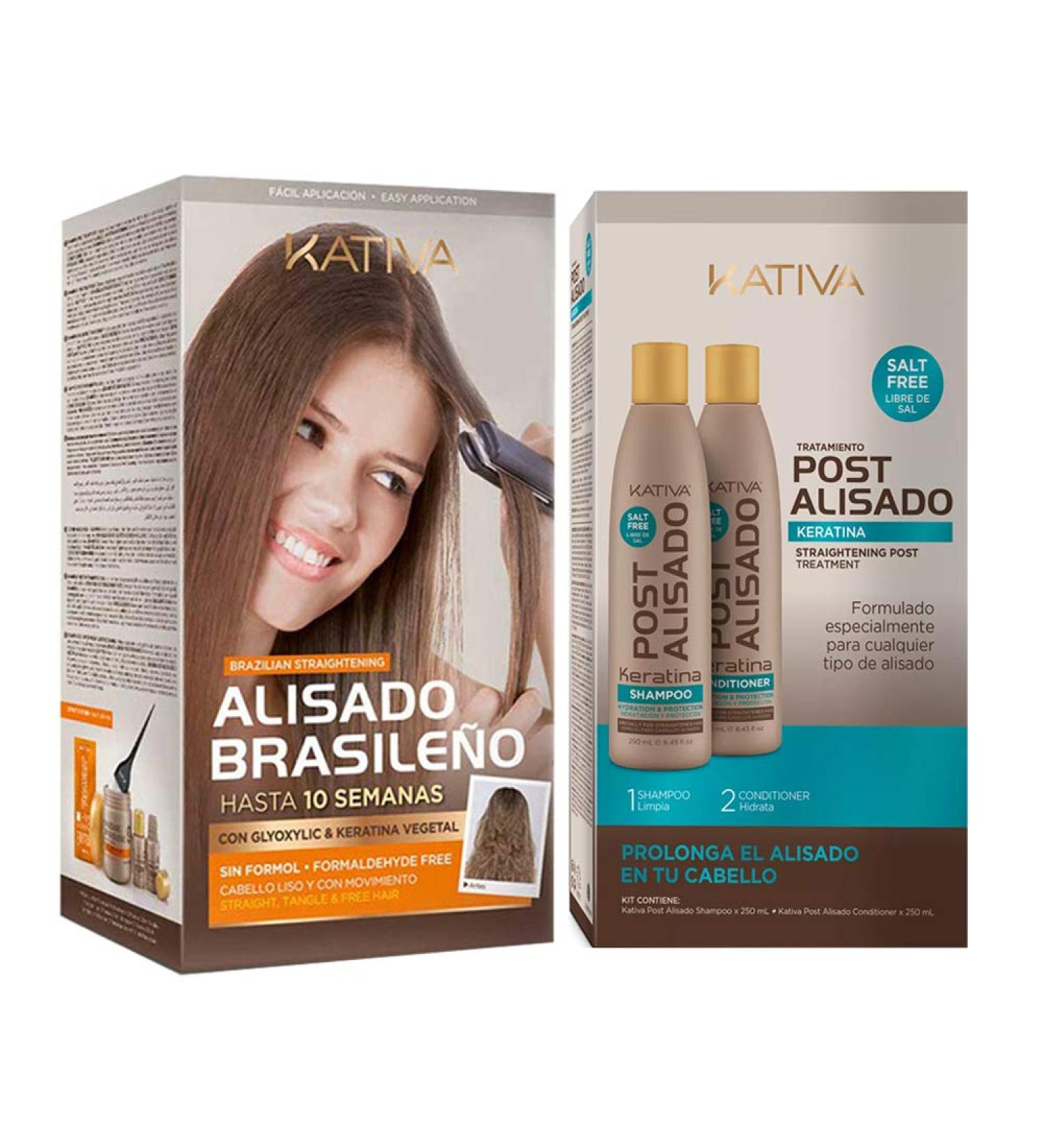 Kativa Keratin And Argan Oil Brazilian Straightening Kit 150ml + Post Relaxer kit x2