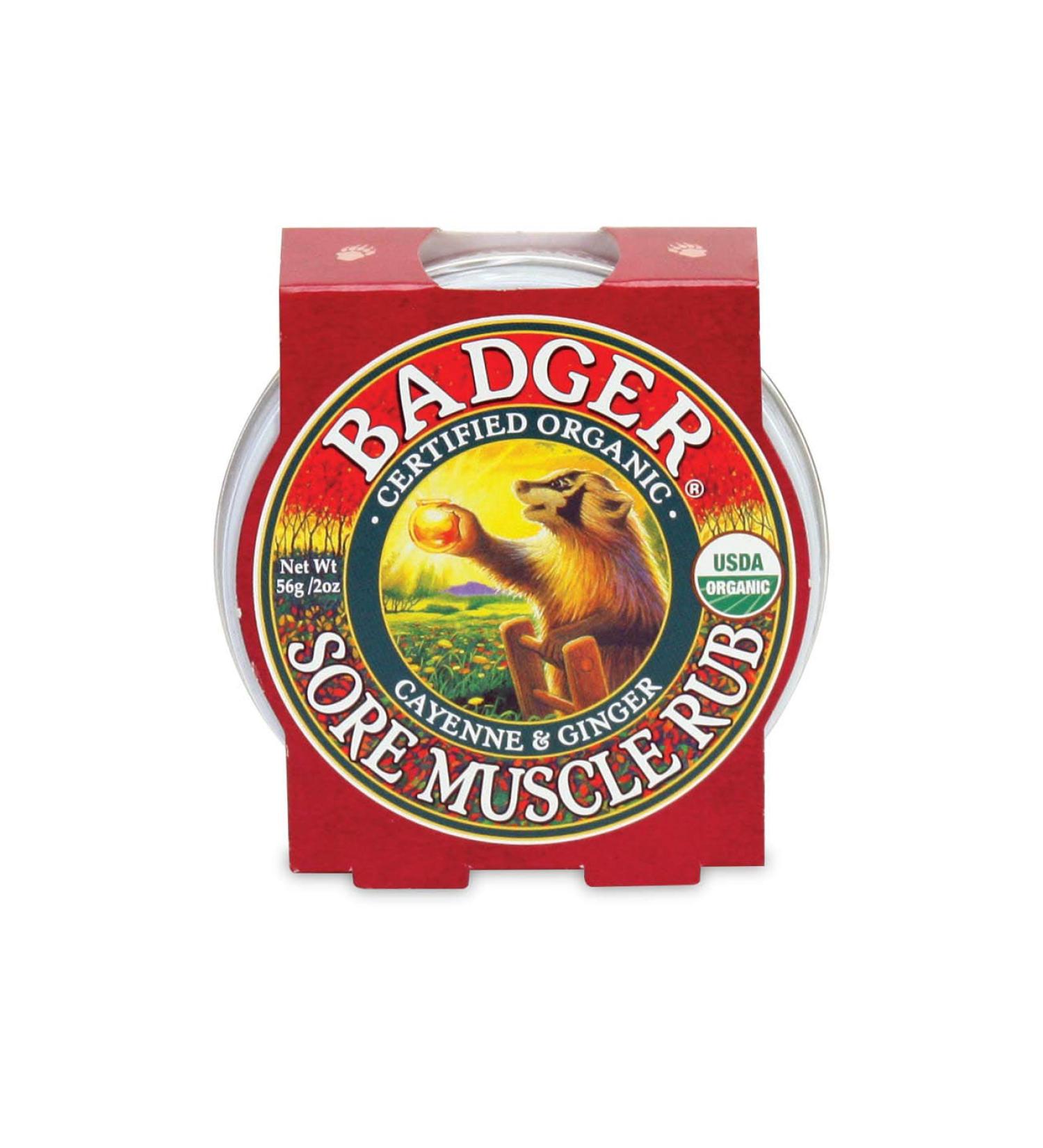 Badger Organic Sore Muscle Rub with Cayenne & Ginger - 2 oz for Pain Relief - Buy Online on GoSupps.com