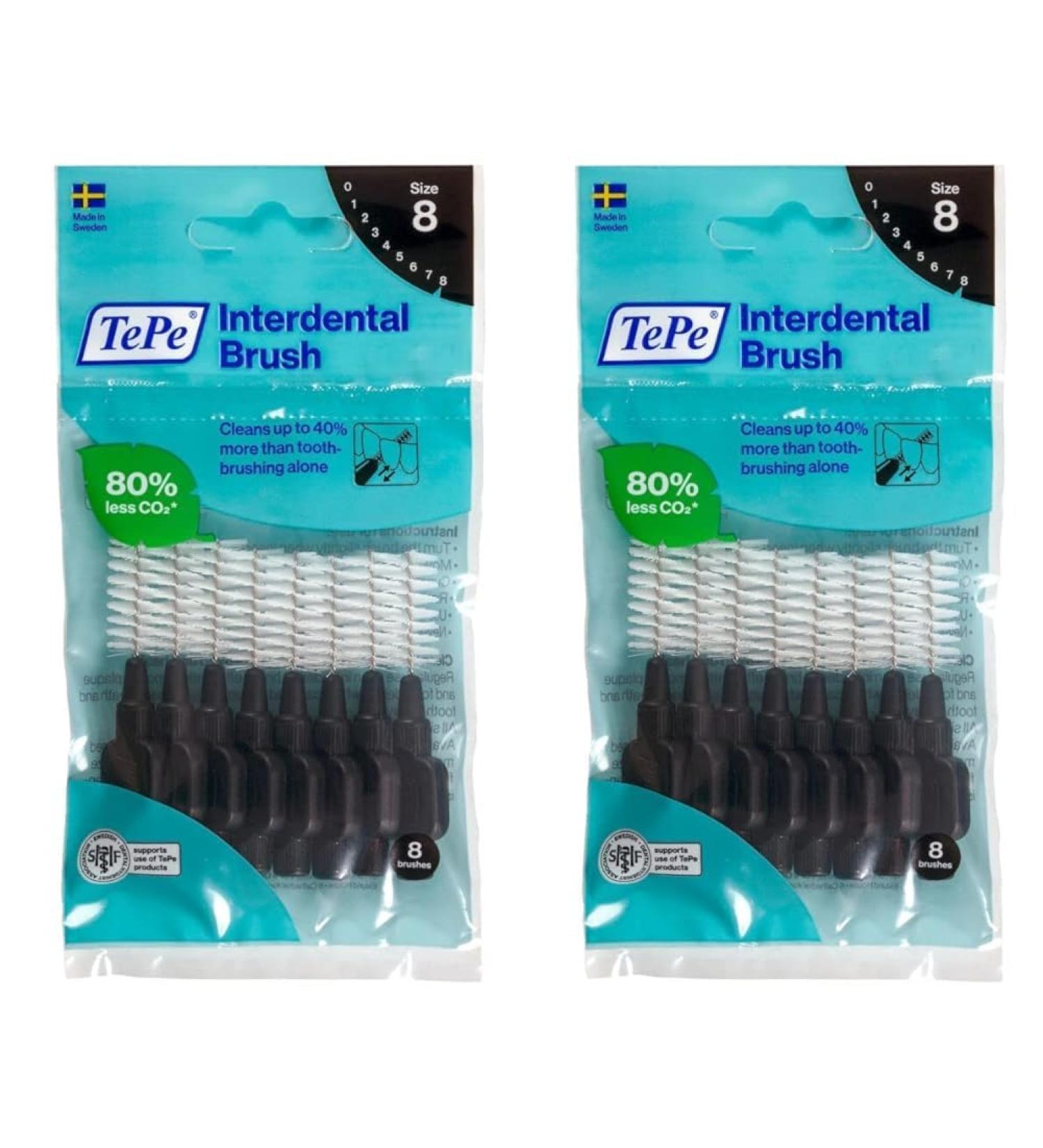 Tepe Interdental Brush Black ISO Size 8 (1.5mm) - Pack of 2 for Effective Interdental Cleaning - Buy Online on GoSupps.com