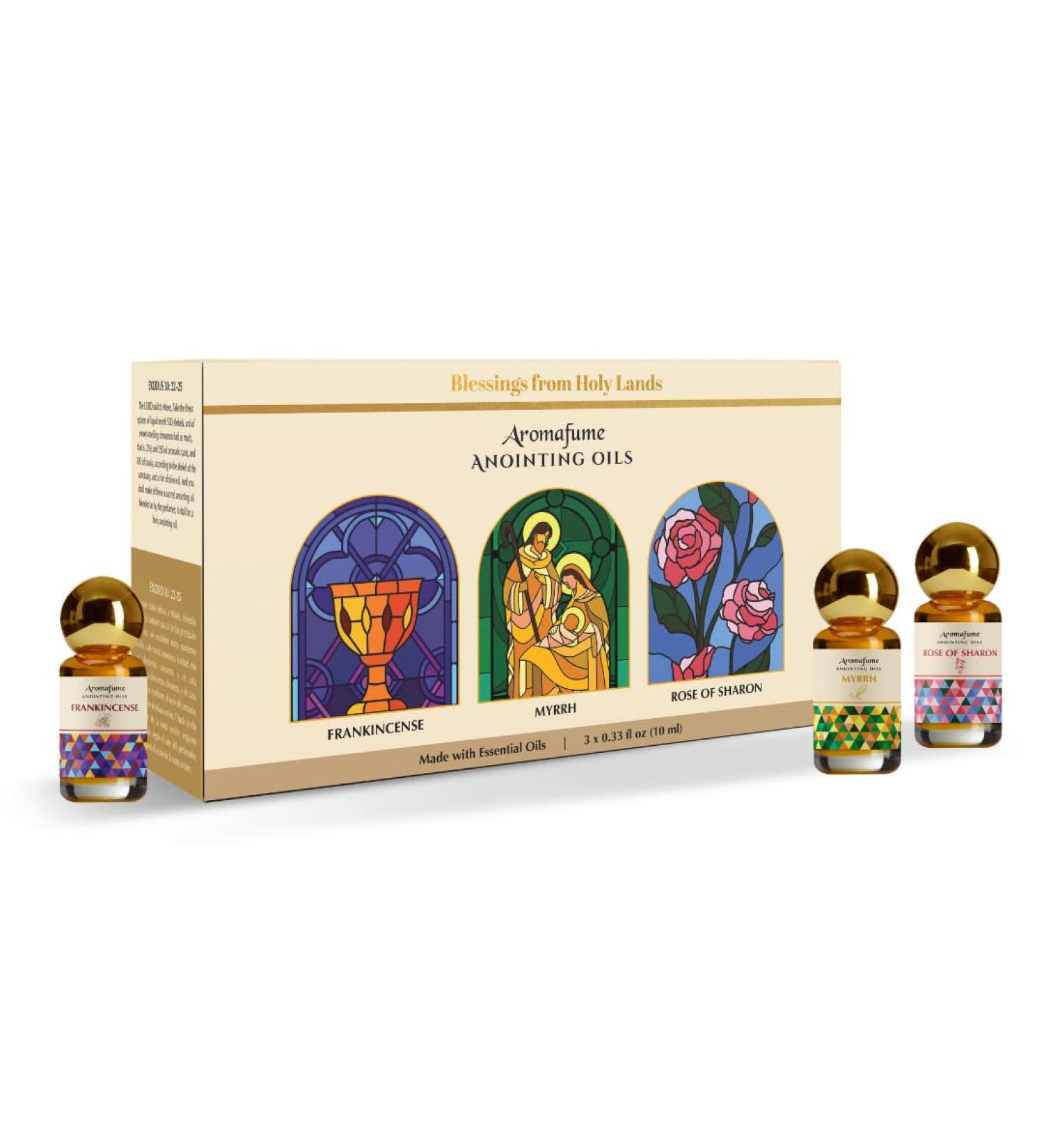 Frankincense Myrrh & Rose of Sharon Anointing Oils | Balsamic Earthy and Sweet | Holy Oil for Prayer and Protection | Made with Biblical Spices and Blessed Virgin Olive Oil from Jerusalem - Buy Online on GoSupps.com