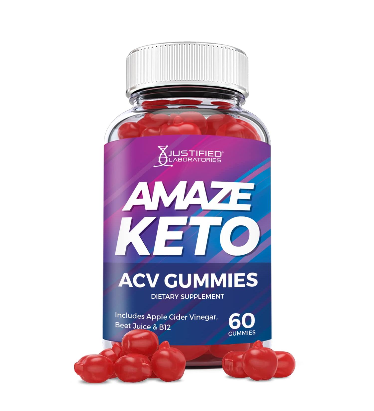 Justified Laboratories Amaze ACV Keto Gummies 1000MG | Pomegranate Juice, Beet Root, B12 | 60 Gummys - Buy Online on GoSupps.com