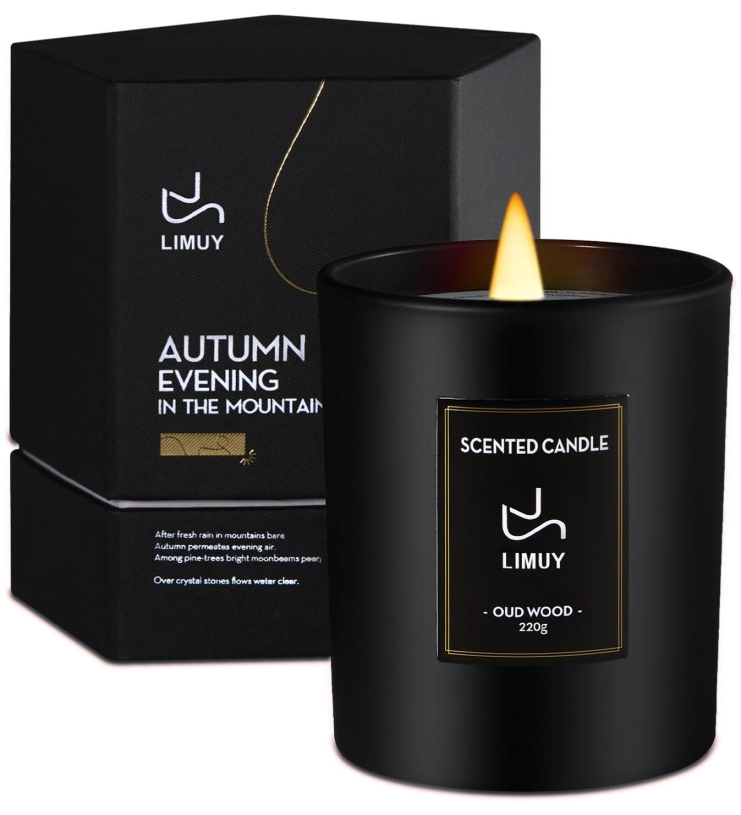 Premium Scented Candles for Men - Sandalwood & Rose 8oz Soy Candle | Perfect Valentine s Day Gift | Masculine Wood Wick Candle in Black Jar - Buy Online on GoSupps.com