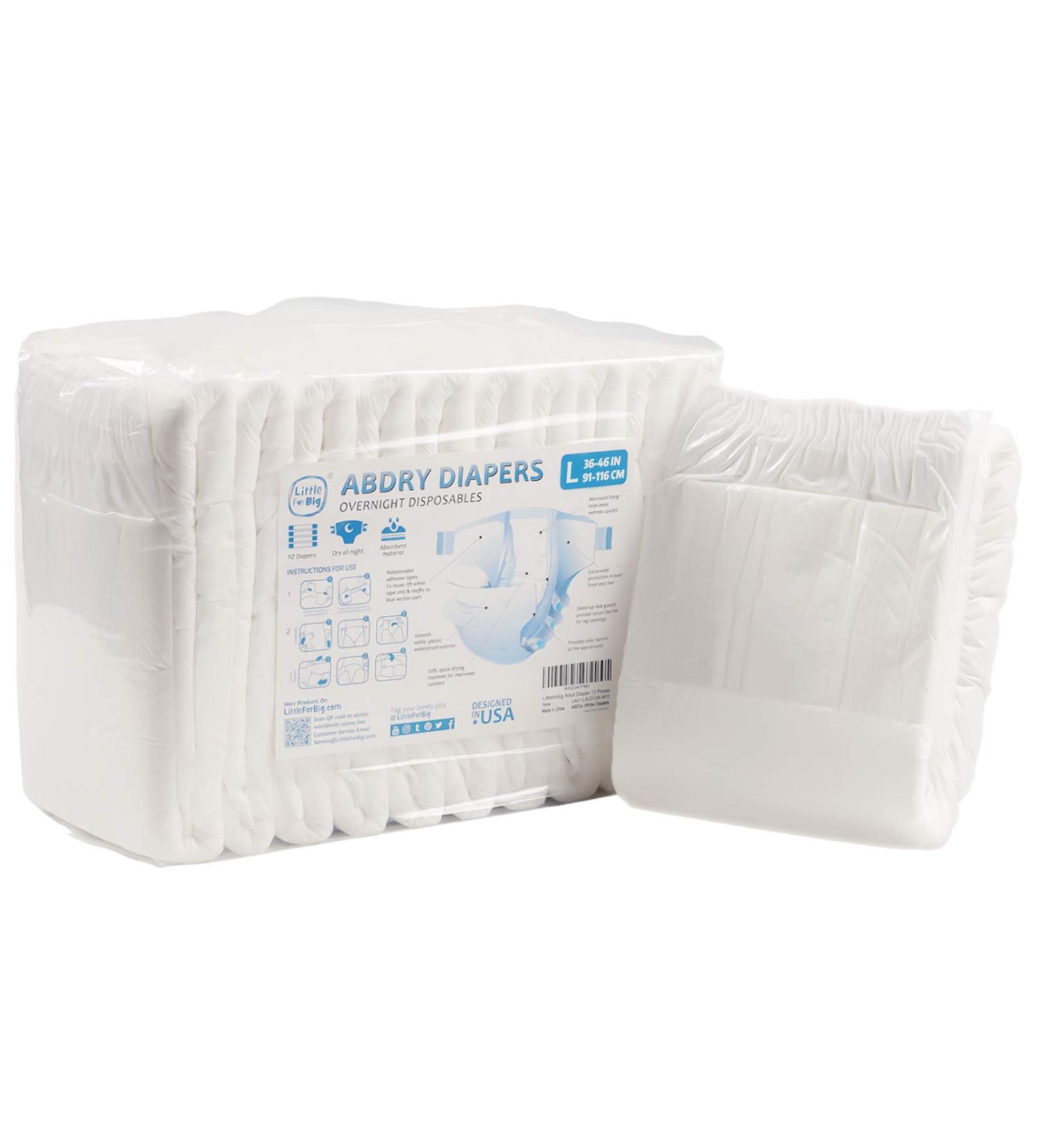 Buy LittleForBig Adult Diapers 10 Pack - ABDry White Large (36-46) | International Shipping Available - Buy Online on GoSupps.com