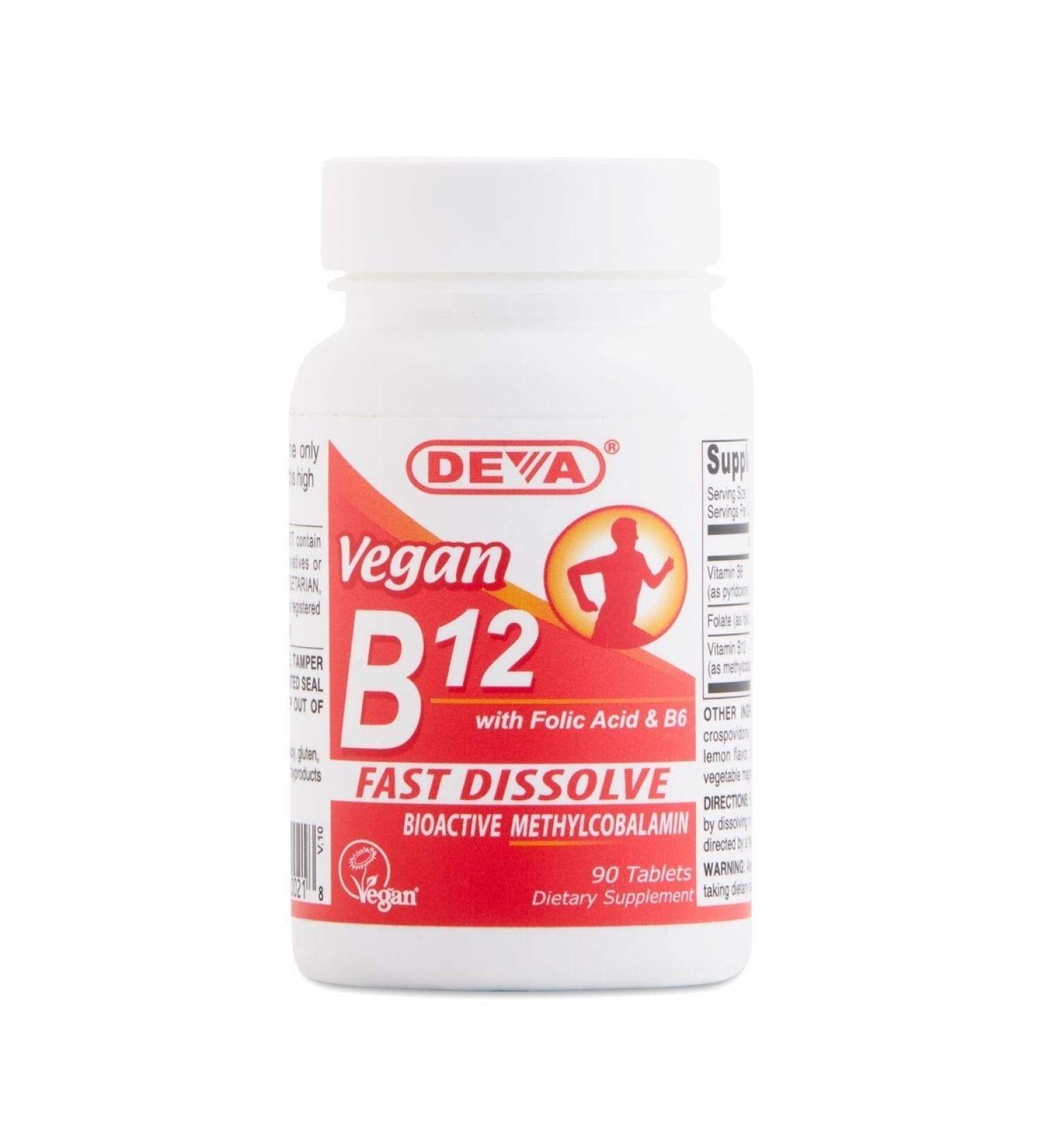 Deva Vegan Vitamins B-12 Sublingual 90 Tabs - Essential for Energy & Metabolism - Buy Online on GoSupps.com