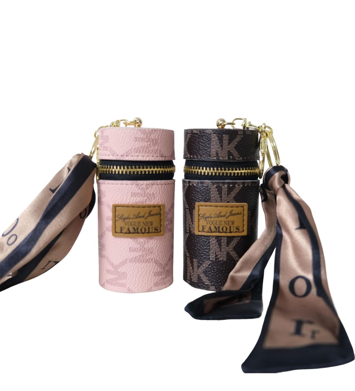 RILOST 2Pcs Lipstick Case Leather Organizer with Keychain - Brown Pink - Buy Online on GoSupps.com