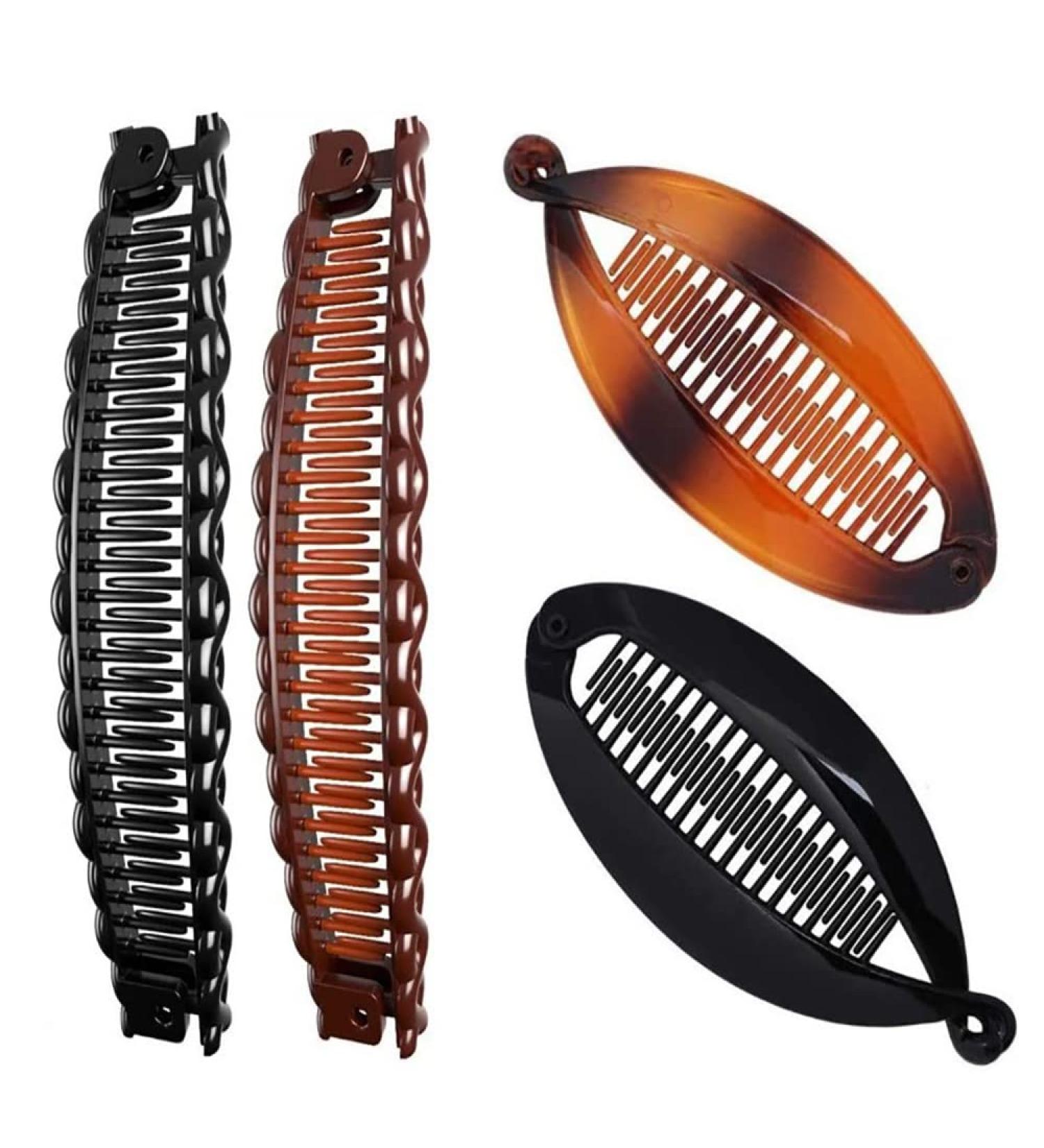 4-Piece Banana Hair Clips for Women - Retro Fishtail Hair Comb Grips (2 Styles) - Buy Online on GoSupps.com