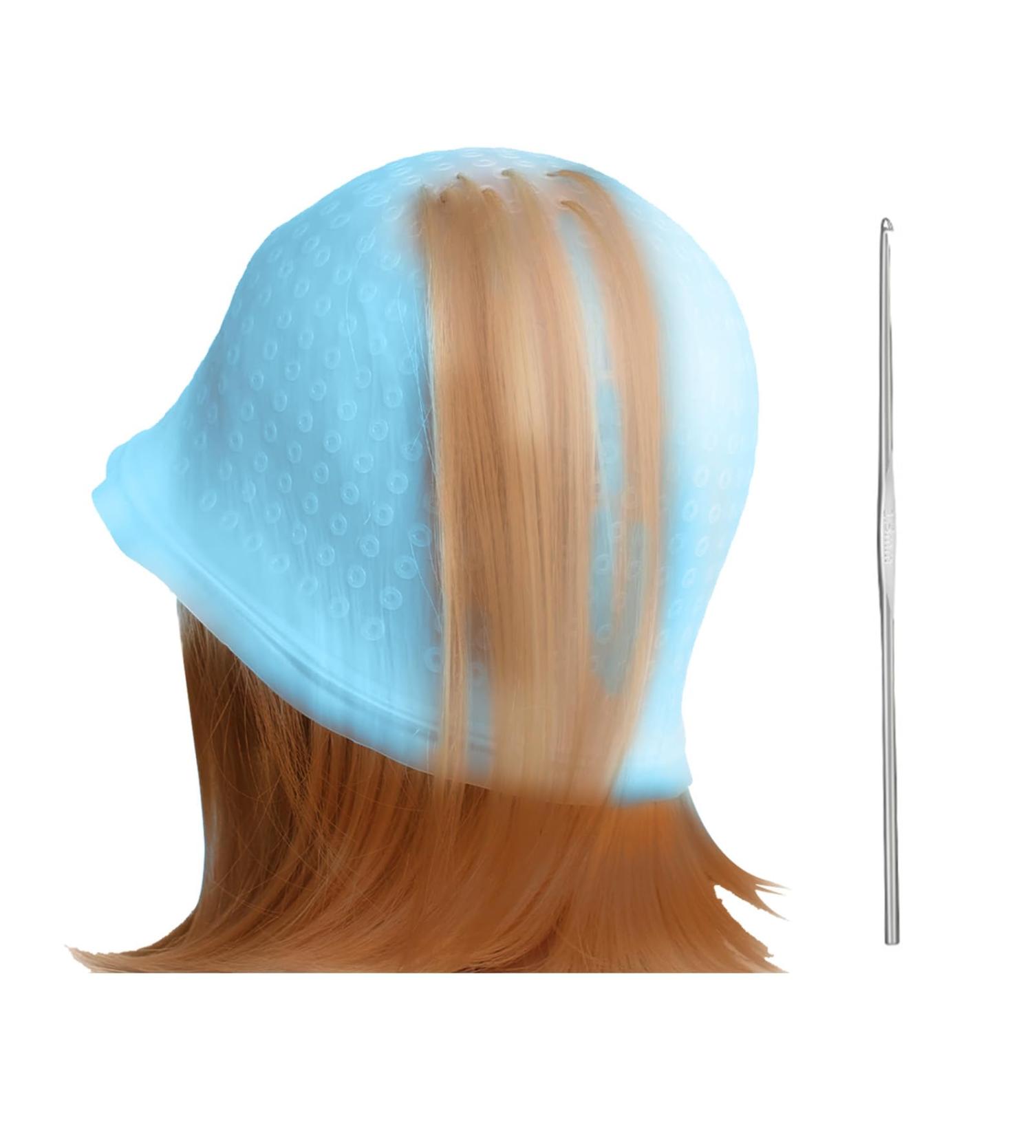 Highlighting Cap Silicone Hair Highlighting Cap with Hook Punched Hole Highlight Hair Cap Professional Hair Dye Cap Hairdressing Dyeing Staining Tools for Women Men - Buy Online on GoSupps.com