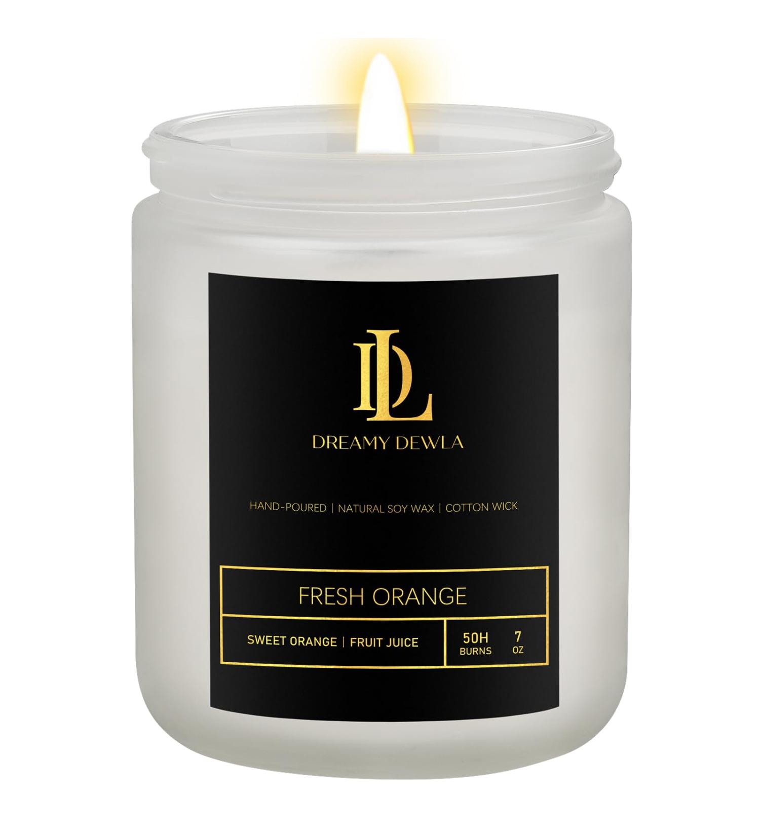 Fresh Orange Scented Candles - Aromatherapy Soy Candles in White Jar | Perfect Gift for Men & Women | Home Fragrance - Buy Online on GoSupps.com