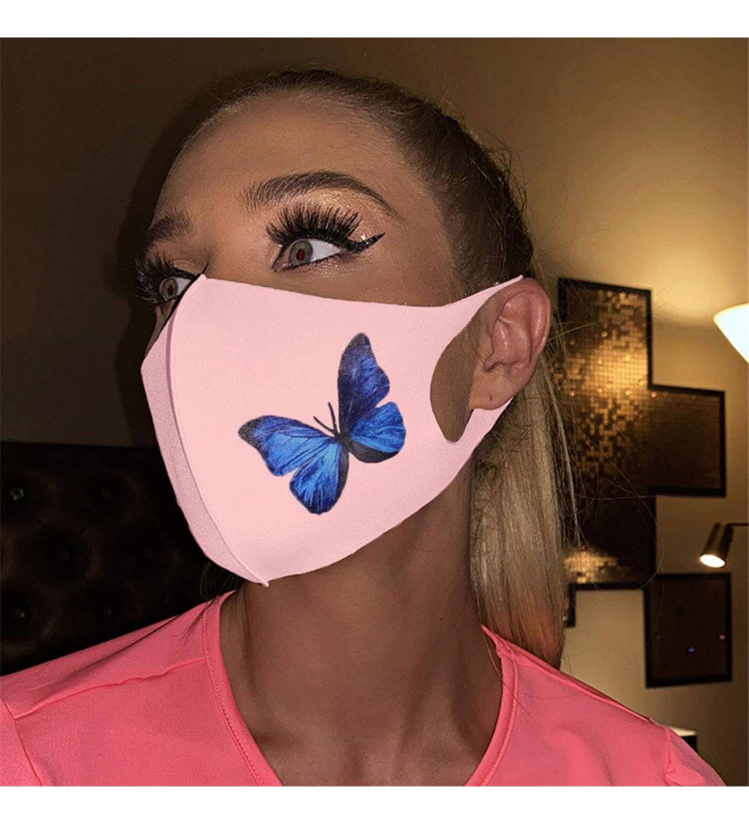 Abien Butterfly Face Mask Breathable Washable Face Covering Ball Party Nightclub Mouth Cover for Women and Girls (Pink)