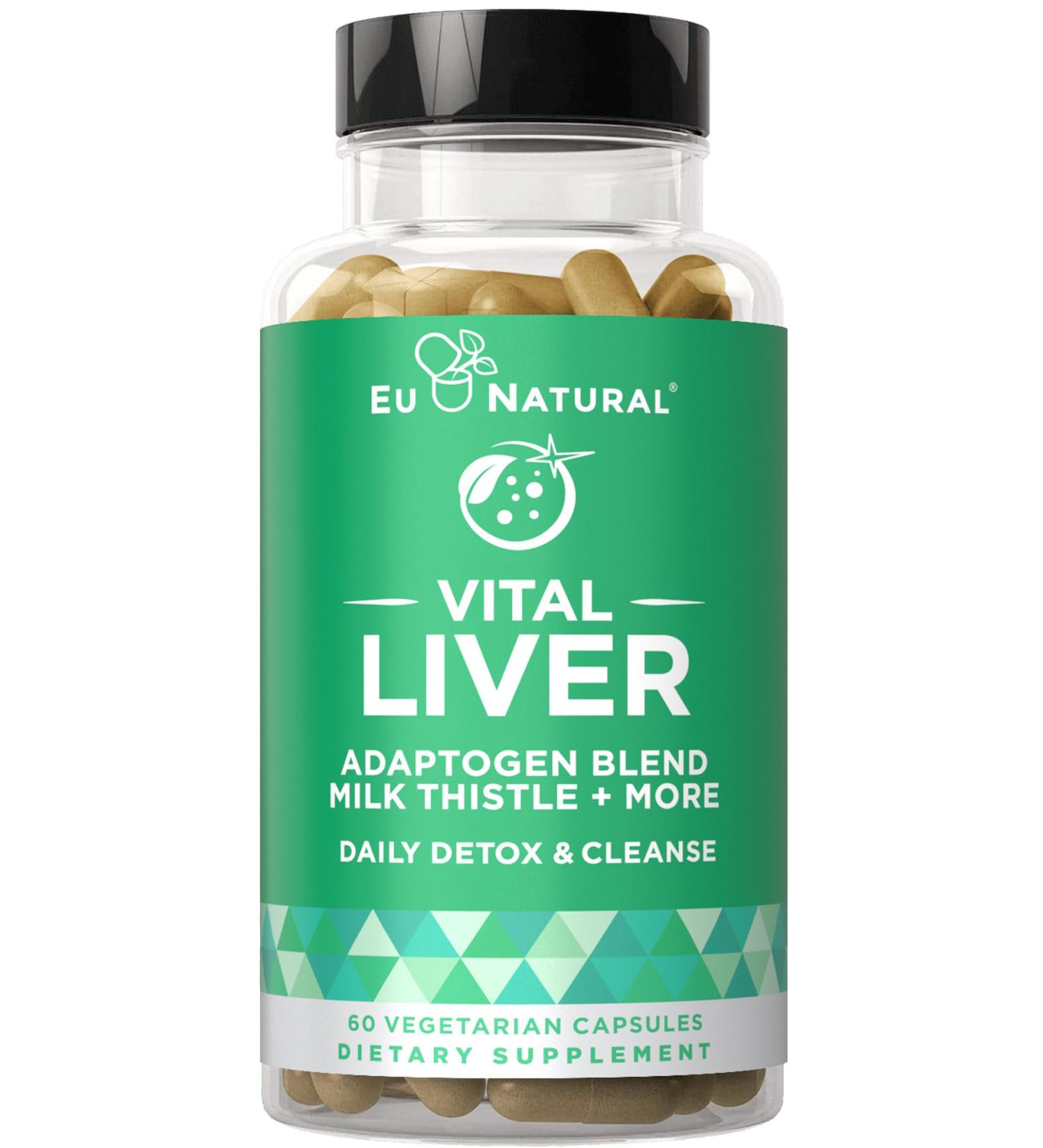 Vital Liver Cleanse Detox & Repair 9-in-1 Supplement - Milk Thistle, Artichoke, Turmeric, Adaptogens - 60 Vegetarian Capsules - Buy Online on GoSupps.com