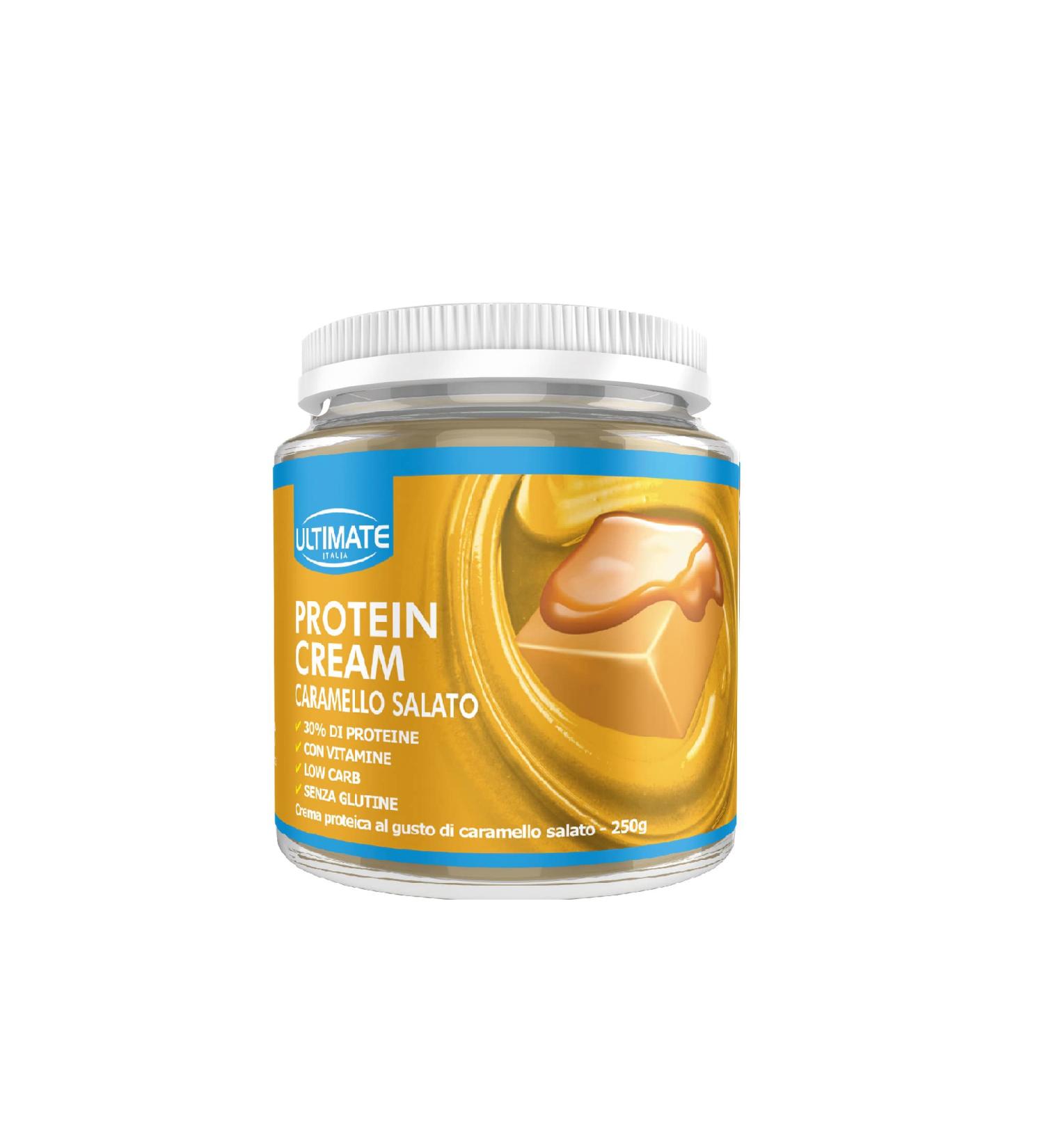 Ultimate Italia - 30% spreadable protein cream without sugar - 250g - salted caramel taste - low calories gluten free with vitamins - Buy Online on GoSupps.com